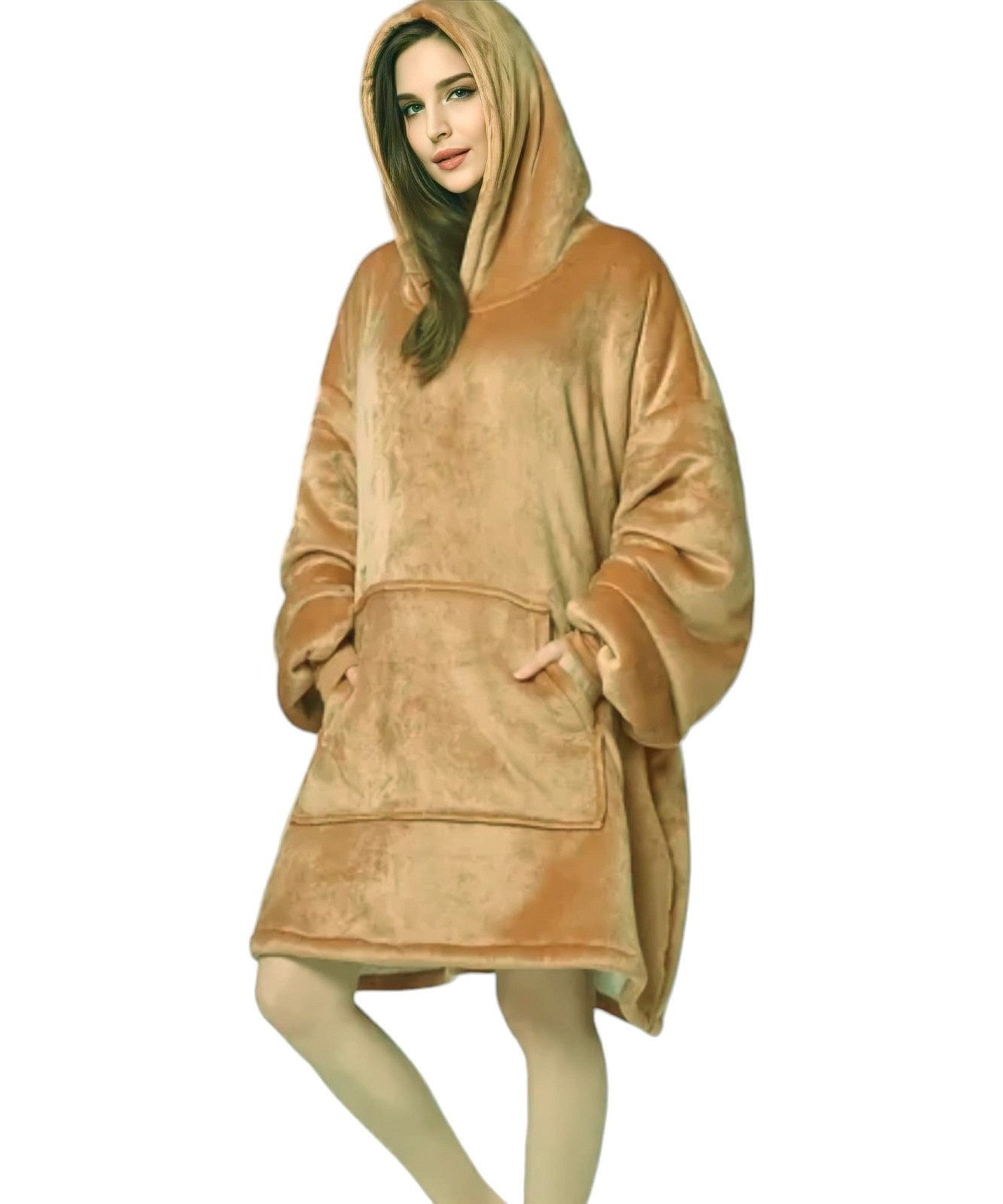 fashionshowcase Hoodie Kuscheliger Fleece Decken Hoodie für Damen & Herren Einheitsgröße bis 3XL, weich, wärmend