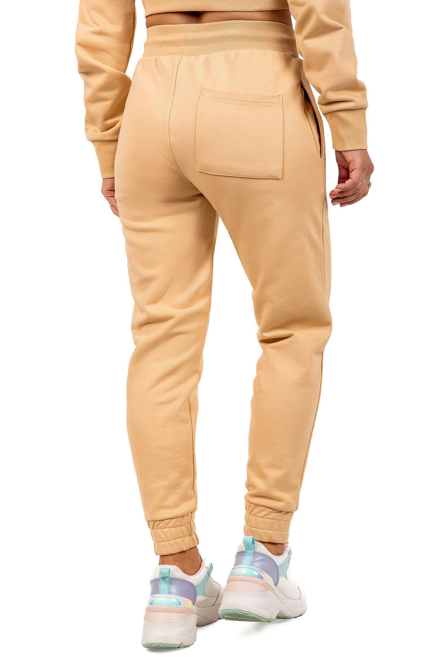 Reichstadt Jogginghose Damen slim fit Sporthose Marken-Stick 23RSW039 Beige günstig online kaufen