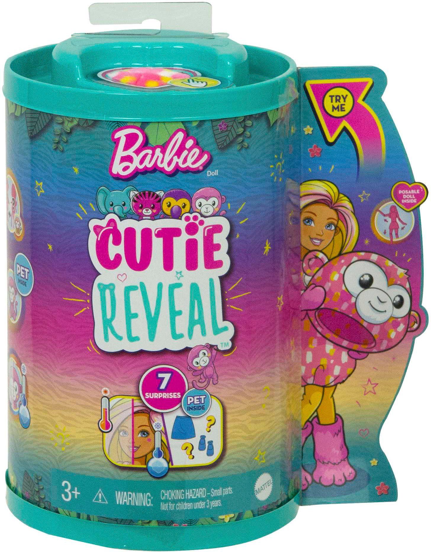 Puppe Cutie Affen-Kostüm Barbie Anziehpuppe Reveal, (Dschungel-Serie), kleine Chelsea im