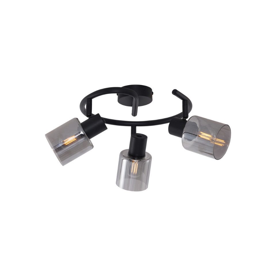 Qazqa LED Aufbaustrahler Cilin, ohne Leuchtmittel, E14, Schwarz, Modern, Metall, 3-flammig
