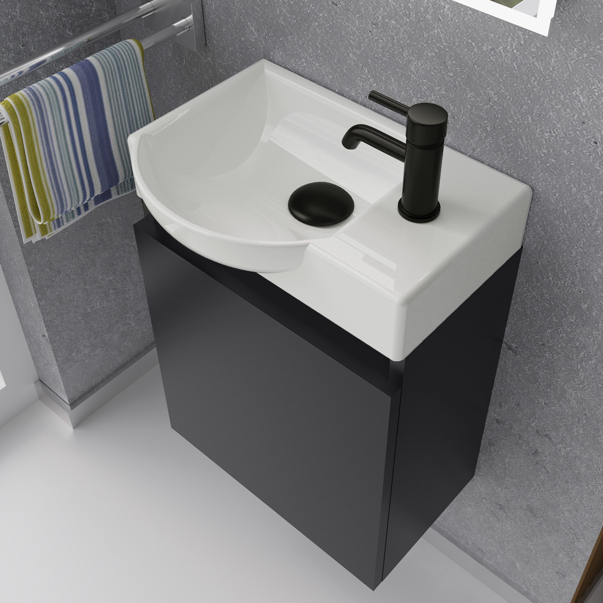 Alpenberger Badmöbel-Set Gäste WC Waschbecken mit Unterschrank - Hängeschra günstig online kaufen