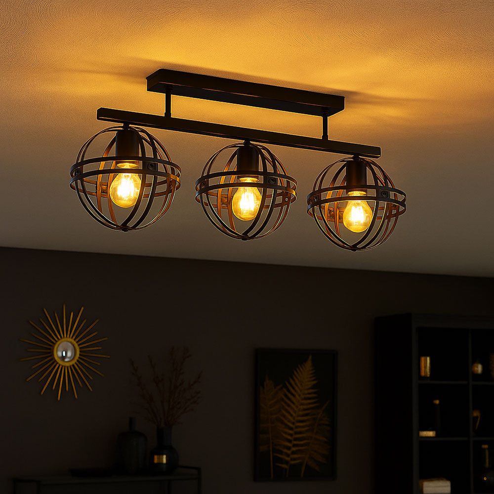 GLOBO LIGHTING Kugelleuchte, Leuchtmittel nicht inklusive, Deckenlampe Deckenleuchte Wohnzimmerlampe Metall Schwarz-matt