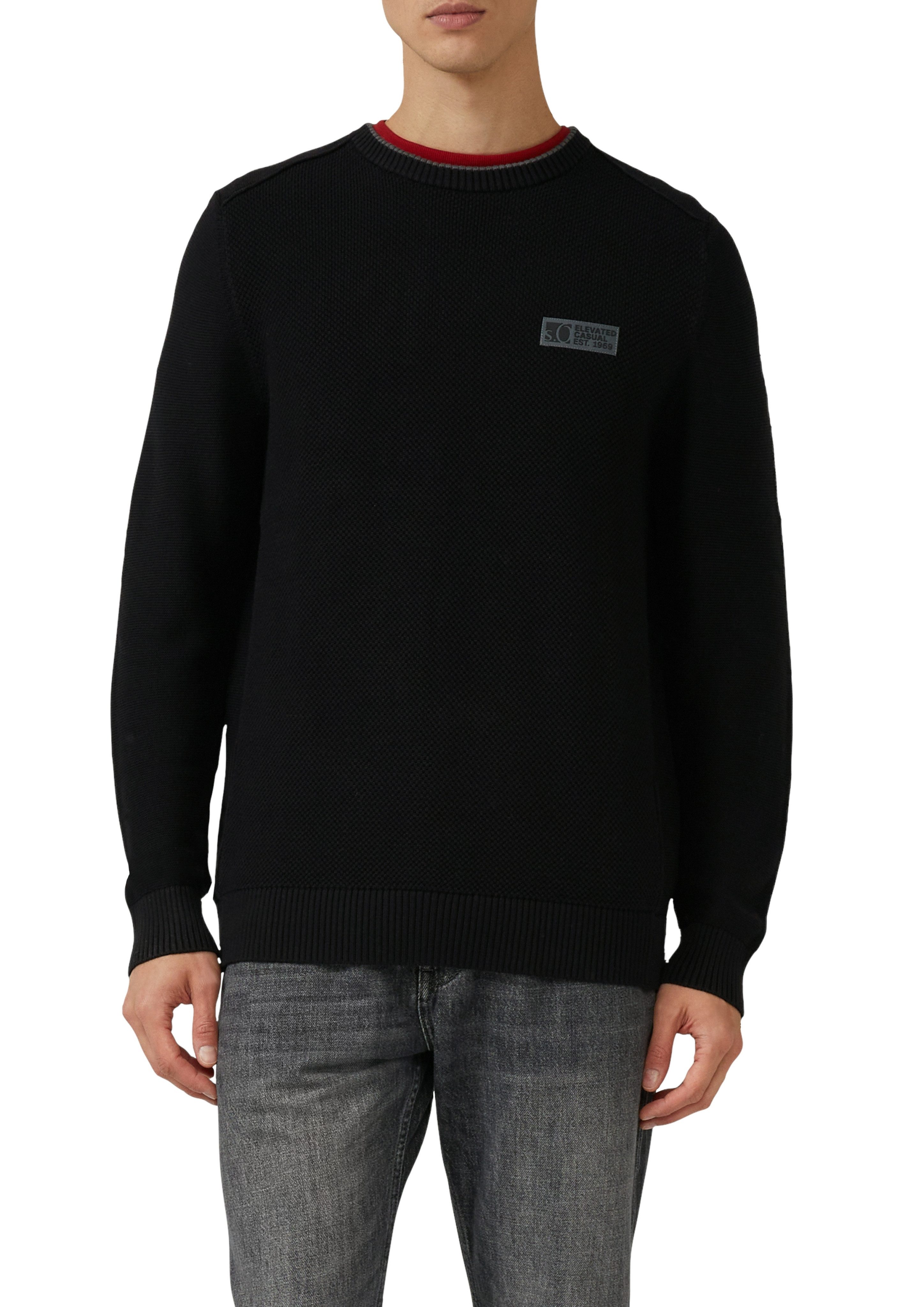 s.Oliver Strickpullover aus strukturierter Qualität, mit Logo-Badge, Regula günstig online kaufen