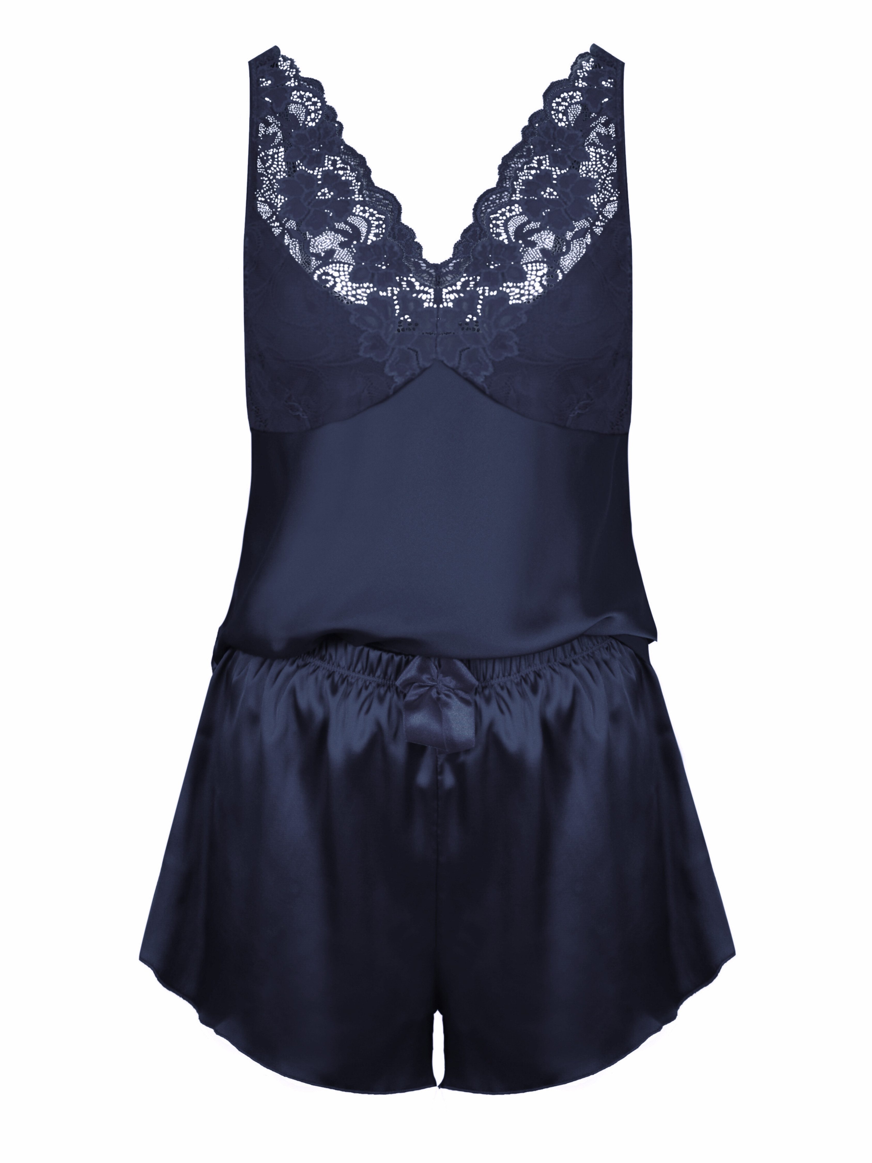 Donna Shorty mit Spitzendetails (2 tlg) aus edlem Seidensatin-Stretch mit v günstig online kaufen