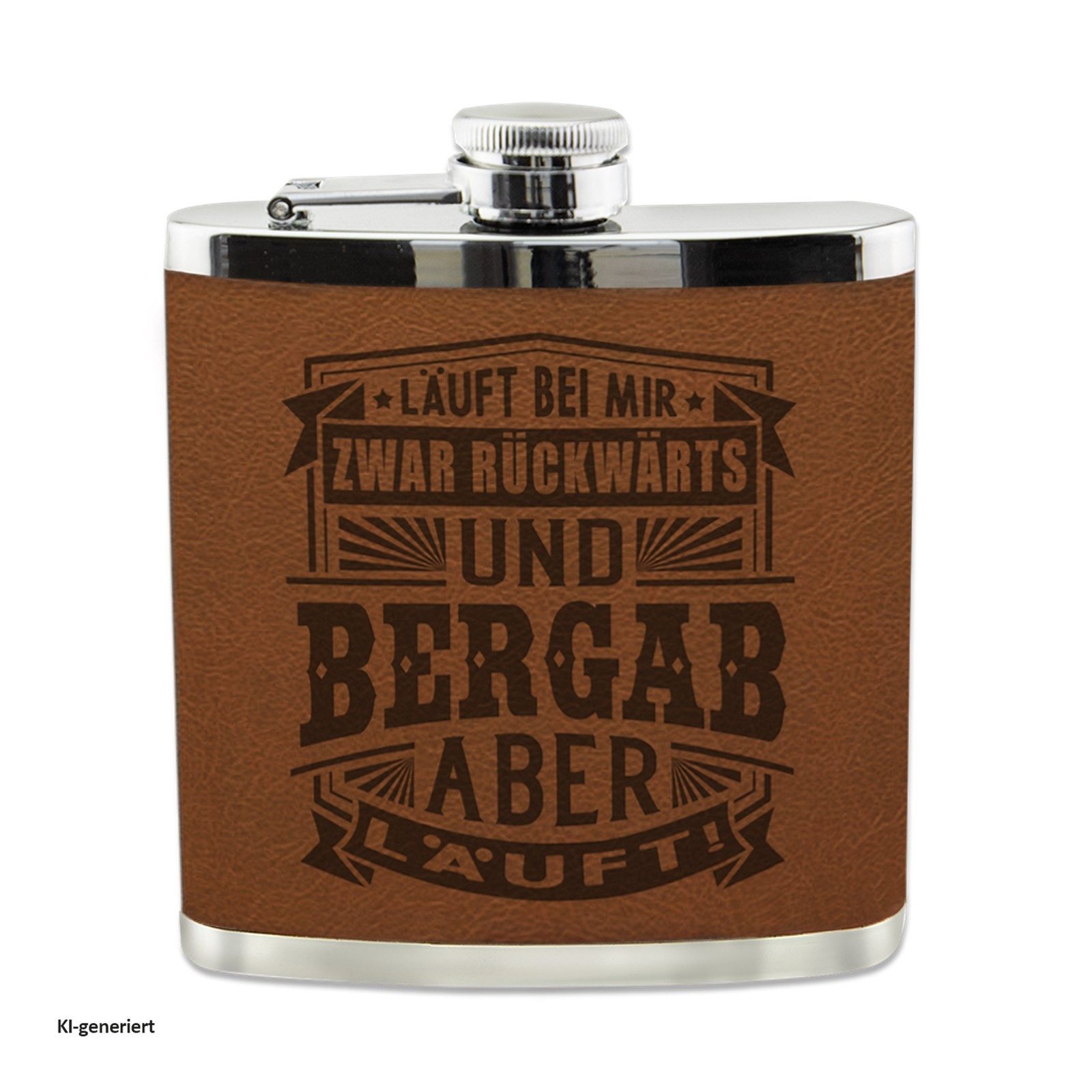 HTI-Living Flachmann Echter Kerl Flachmann läuft bei mir, Männer Trinkflasche mit Kunstleder