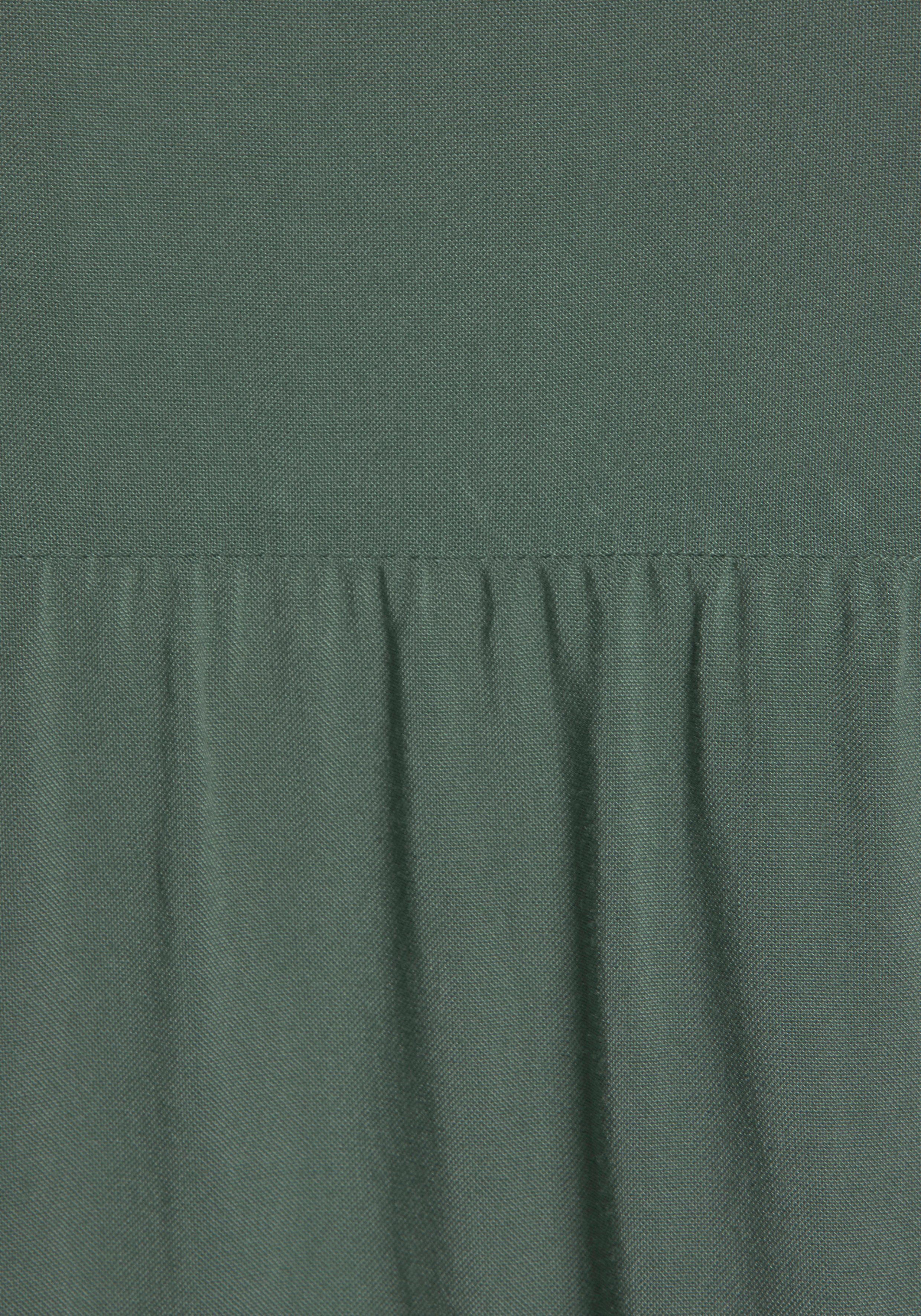 LASCANA Longbluse sommerlich Tunika, Spitzeneinsätzen, Blusenkleid, mit dunkelgrün