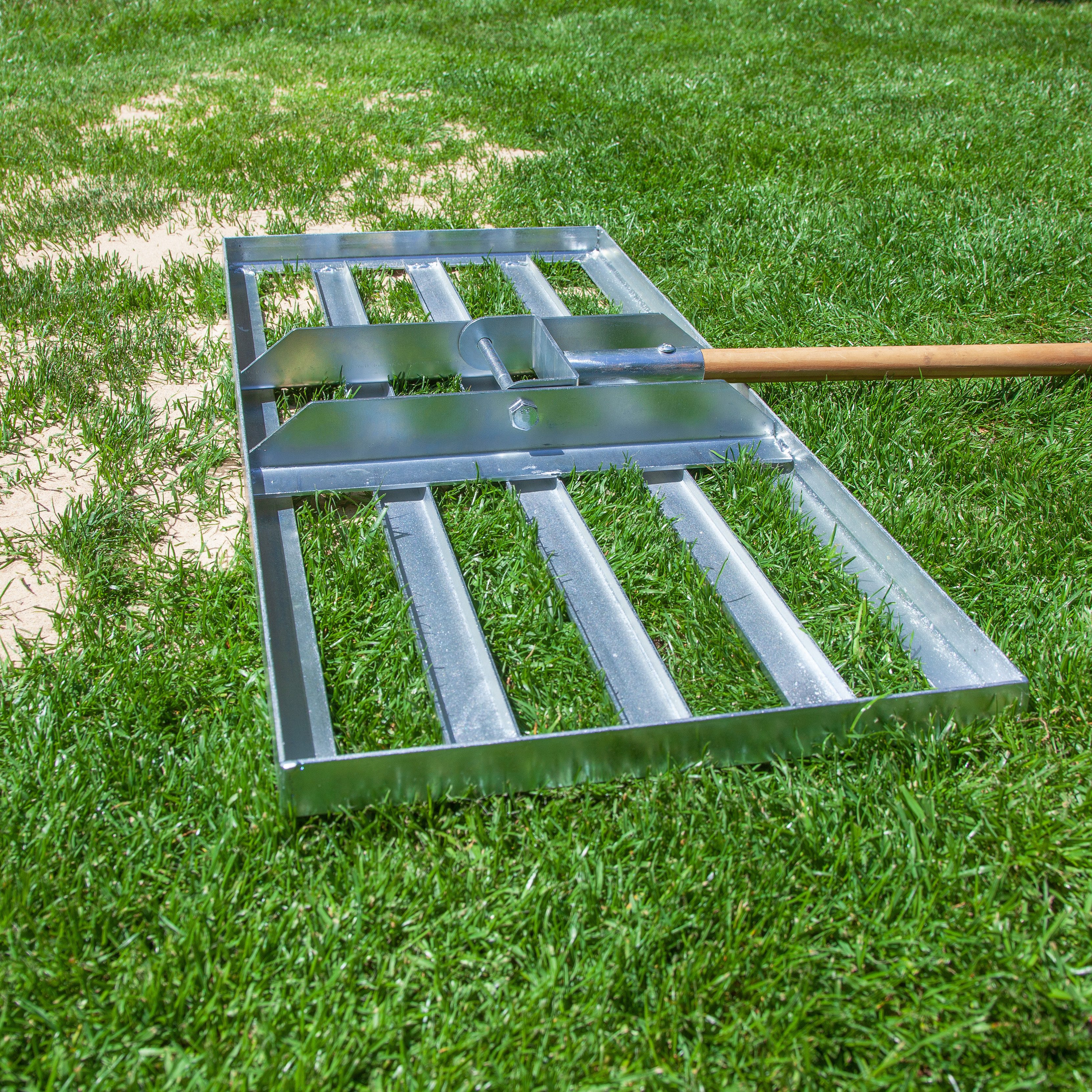 SattesGrün Rasenrechen Profi Rasenrakel Rakel zum Sanden Abziehen, Levelingrake Flächenebner Leveler Lawnleveling ohne Stiel