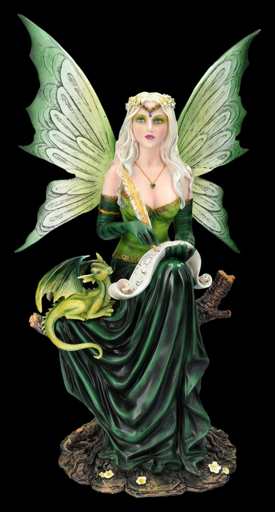 Figuren Shop GmbH Fantasy-Figur Elfen Figur - Prinzessin Giada mit Drache - Fantasy Figur Elfenfigur