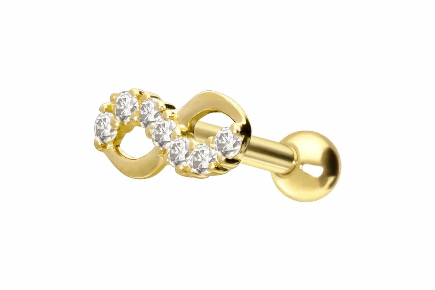 Piercing-Set 14/18 Karat Gold Ohrpiercing MOISSANITE + UNENDLICHKEIT