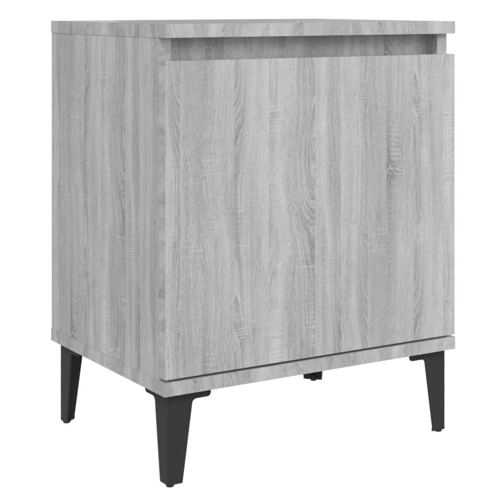 vidaXL Nachttisch Nachttisch mit Metallbeinen Grau Sonoma-Eiche 40x30x50 cm (1-St)