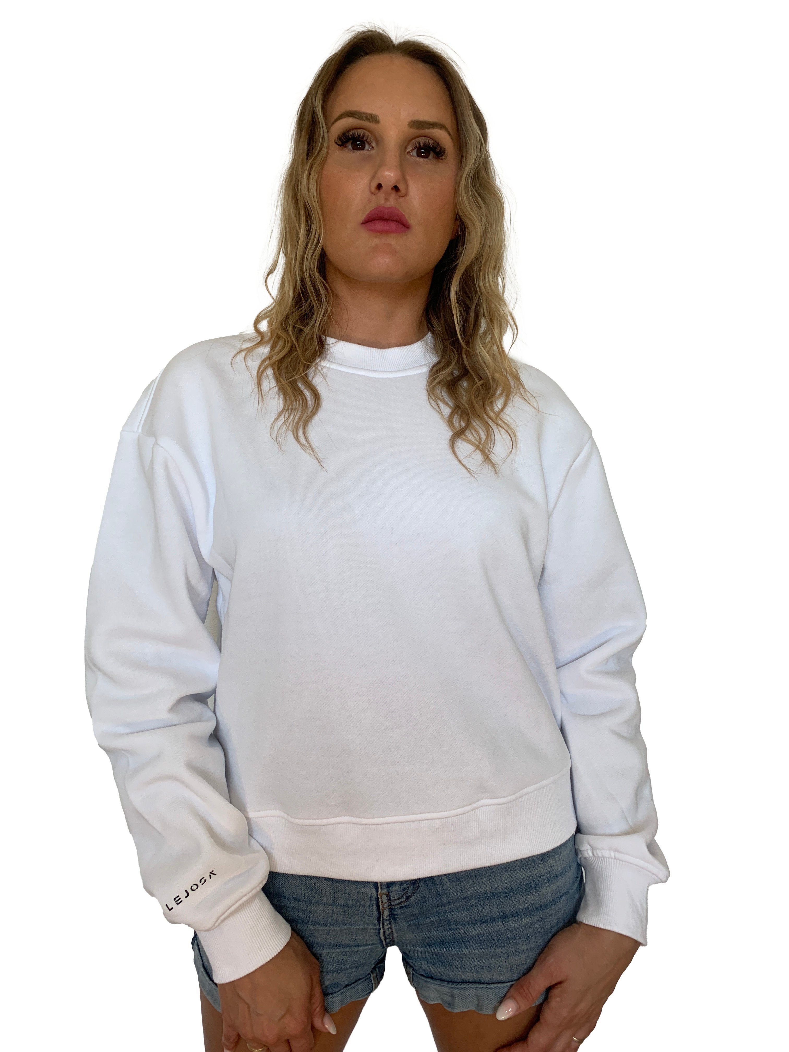 LEJOSA Sweatshirt Ladies Oversized BW Crewneck Oversized Weiß