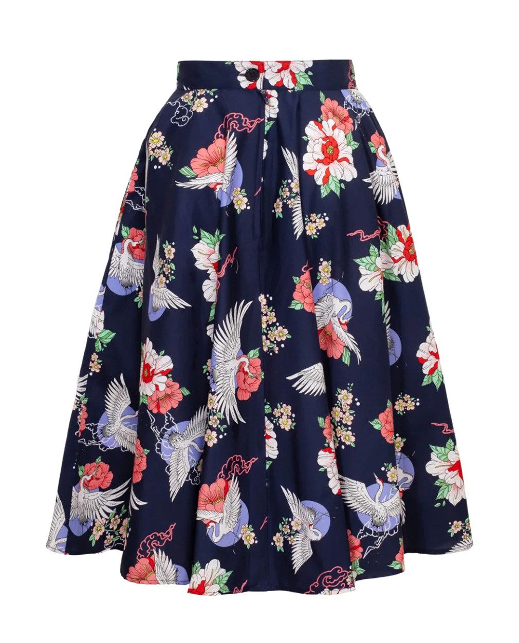 Hell Bunny A-Linien-Rock Misa 50's Swing Skirt Asiatischer Blumenmuster Vintage Tellerrock