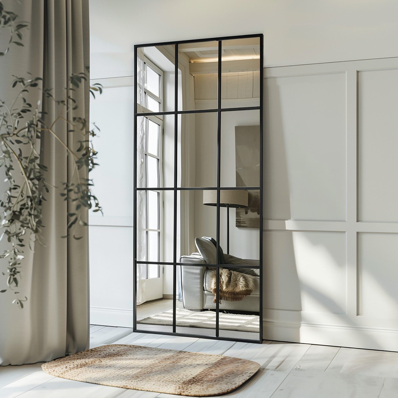 LUNAMIRROR Wandspiegel HD-Spiegel mit schwarzen Metallrahmen und Splitterschutz (1-St), Stand- & Wandmontage, 165x60 cm