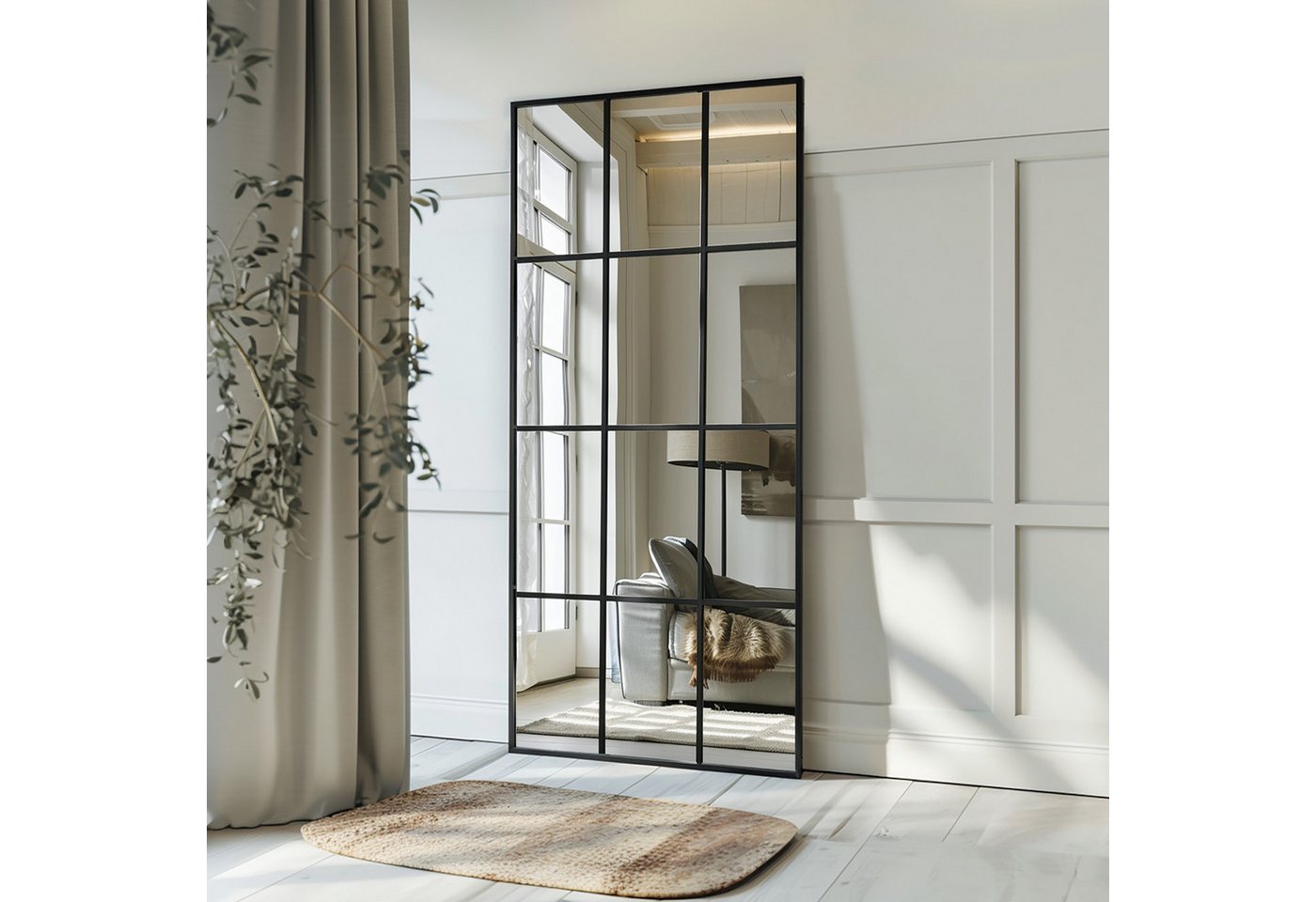 LUNAMIRROR Wandspiegel HD-Spiegel mit schwarzen Metallrahmen und Splitterschutz (1-St), Stand- & Wandmontage, 165x60 cm