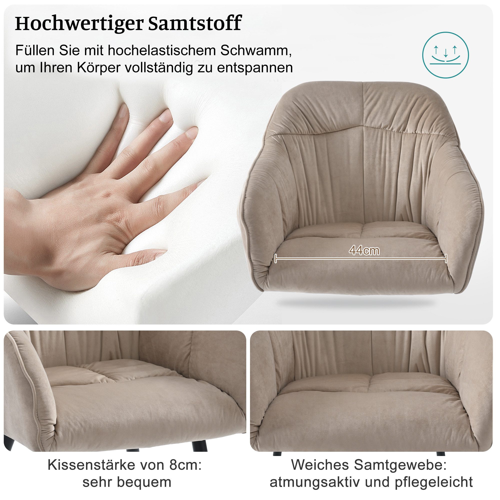 i@home Esszimmerstuhl Polsterstuhl mit Metallbeine, Samt günstig online kaufen