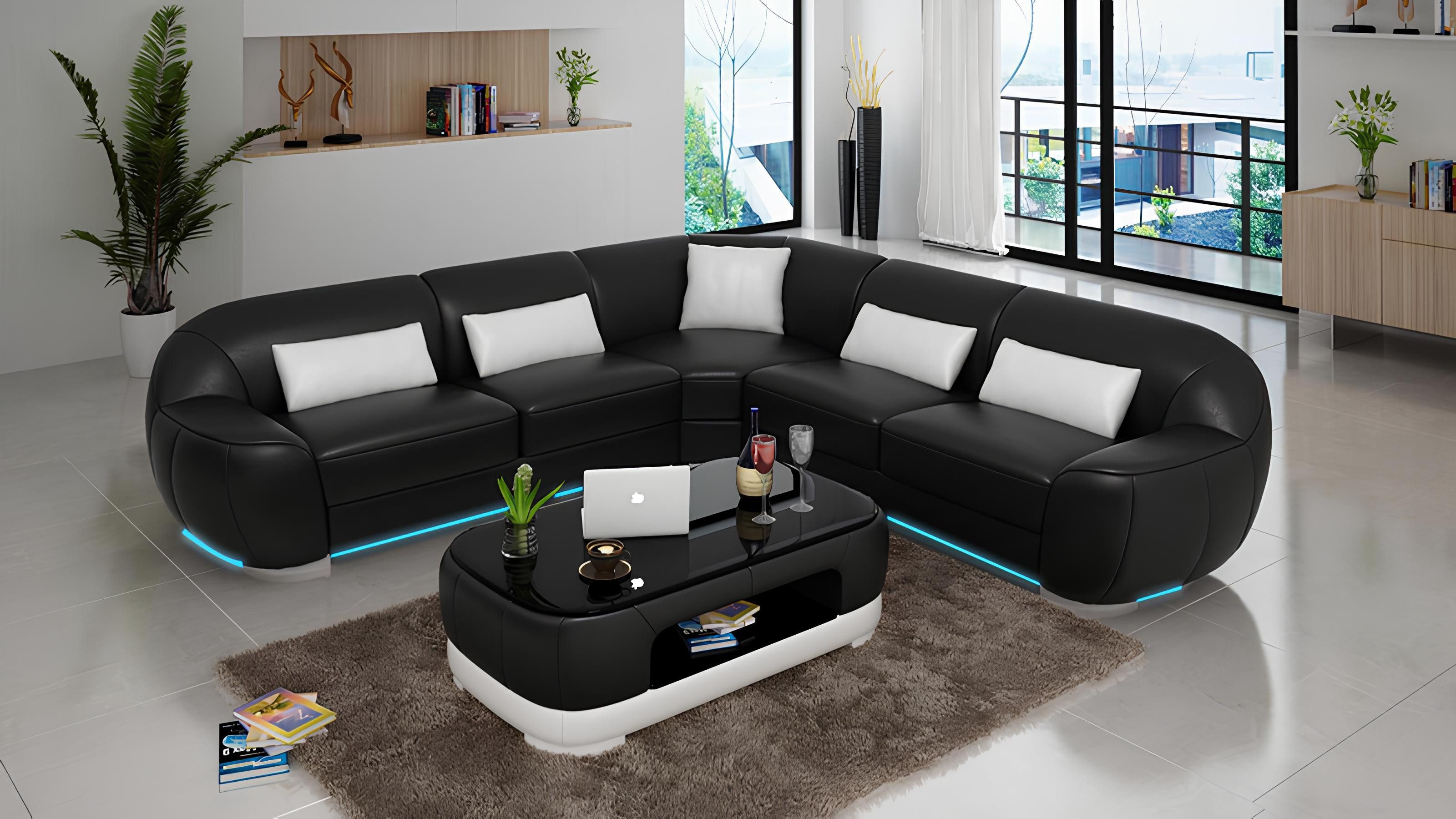 Xlmoebel Ecksofa Moderne Eckgarnitur aus Leder mit USB-Anschluss und individueller, Hergestellt in Europa