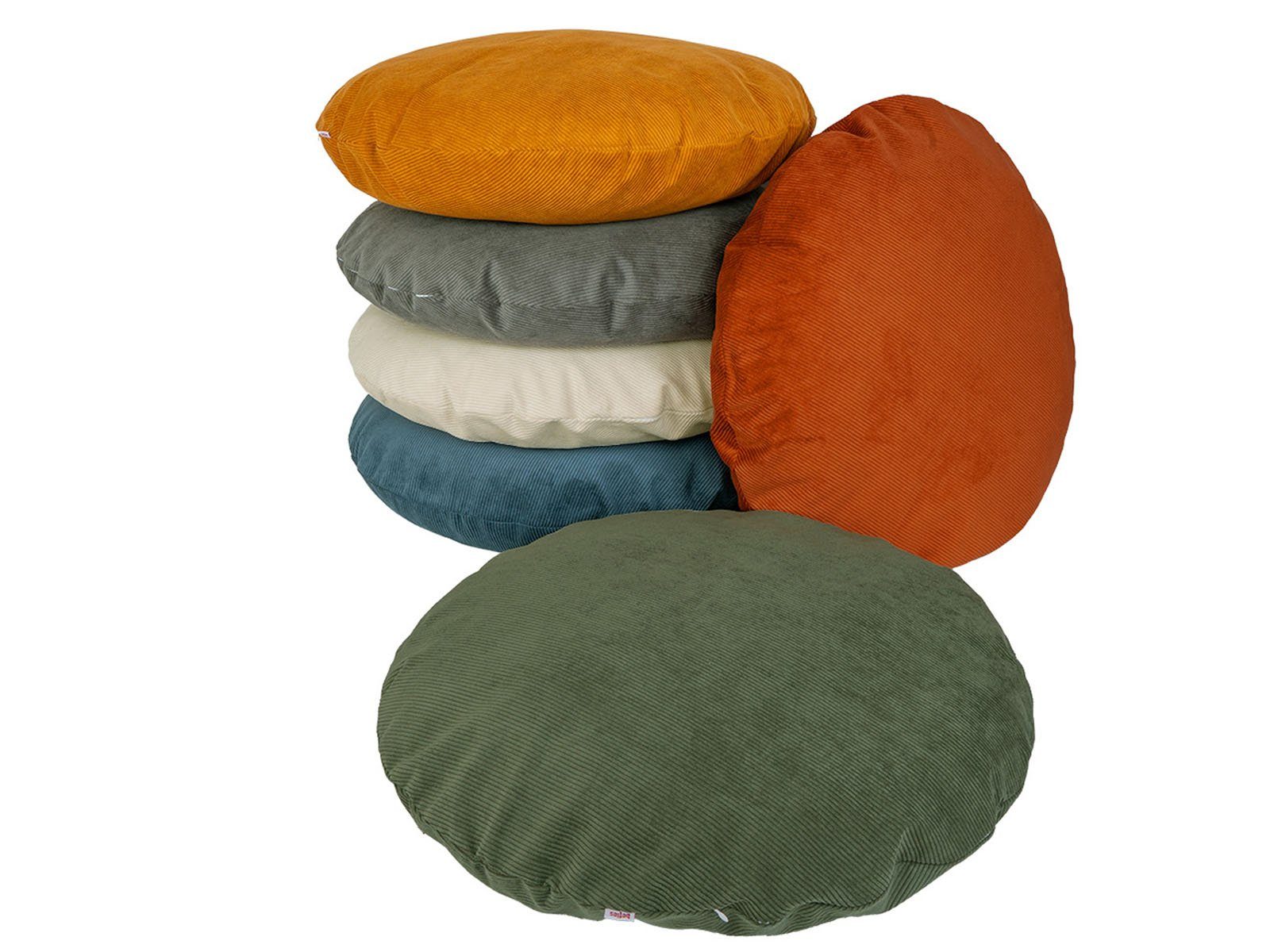 beties Kissenbezug HYggelig No.1, (1 Stück), Samtcord Bodenkissen-Bezug rund ca. 80 cm Ø Hygge Style rost-rot