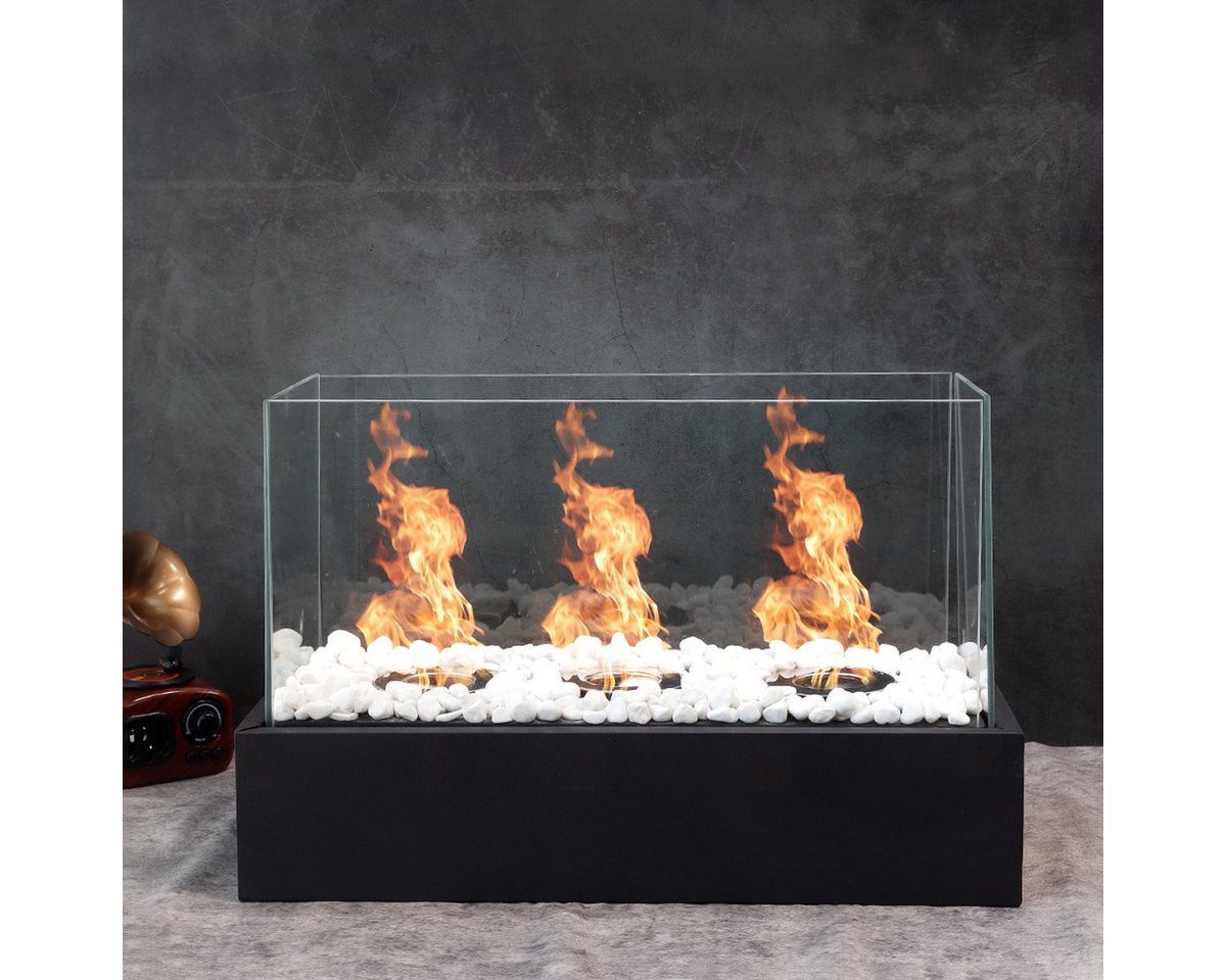 Olvy Tischfeuer Fiérza Tischkamin XXL, Tischfeuer Komplettset, 46CM, inkl. Dekosteine