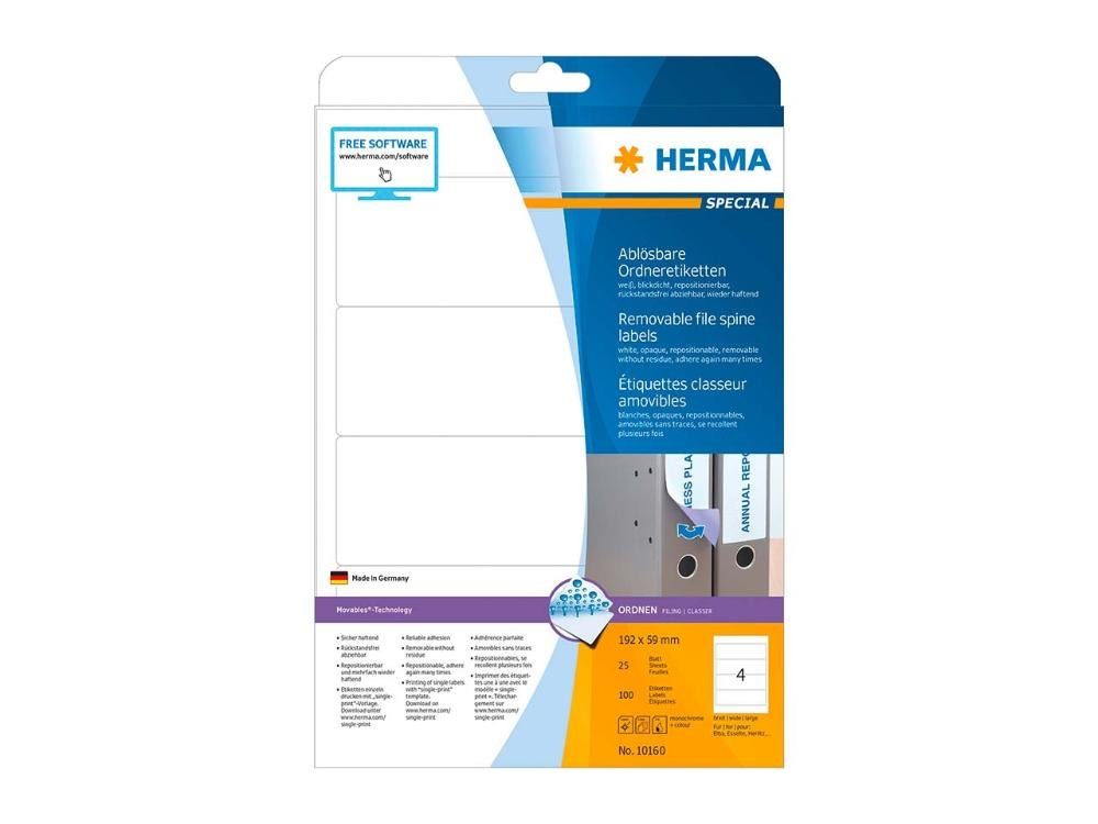HERMA Aktenordner 100 HERMA Ordnerrückenschilder 59 x 192 mm