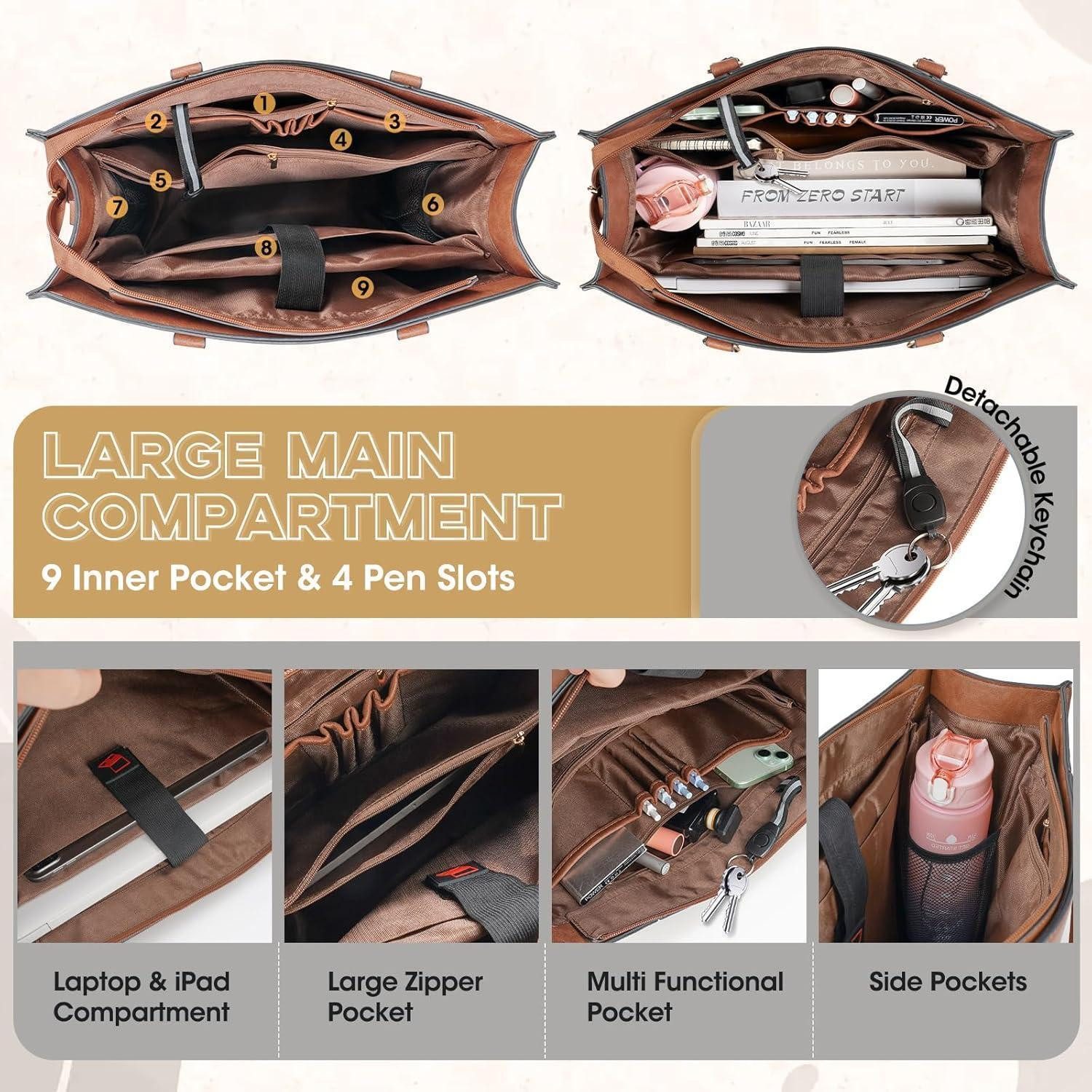 LuxusKollektion Businesstasche Handtasche Damen 15,6 Zoll Shopper Groß Tote günstig online kaufen