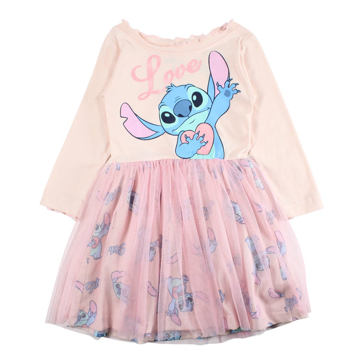 Disney Tüllkleid Disney Lilo und Stitch Kinder Mädchen langarm Kleid Gr 92-128