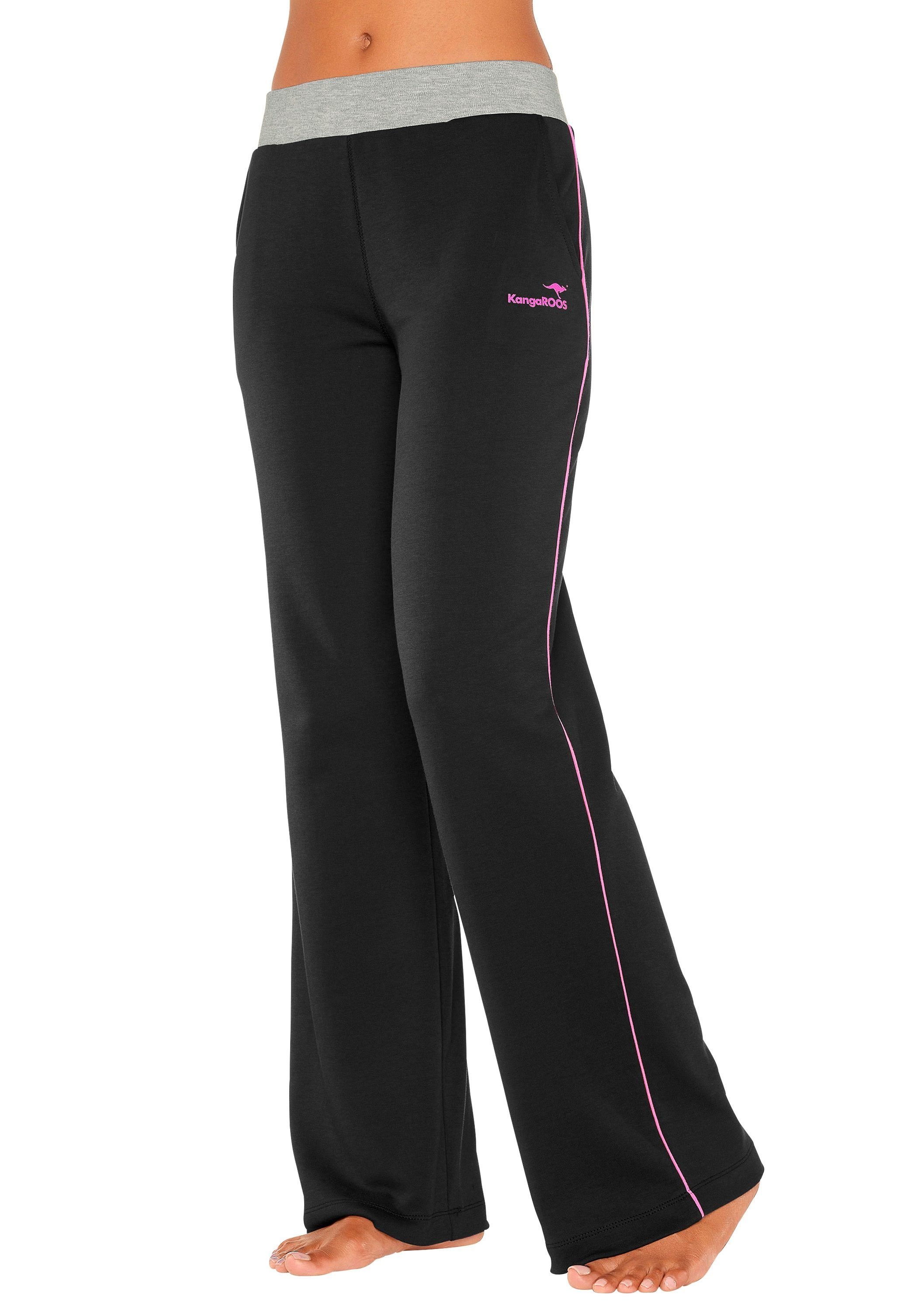 KangaROOS mit schwarz-pink-pink breitem Relaxhose Loungeanzug Loungewear, Bund,