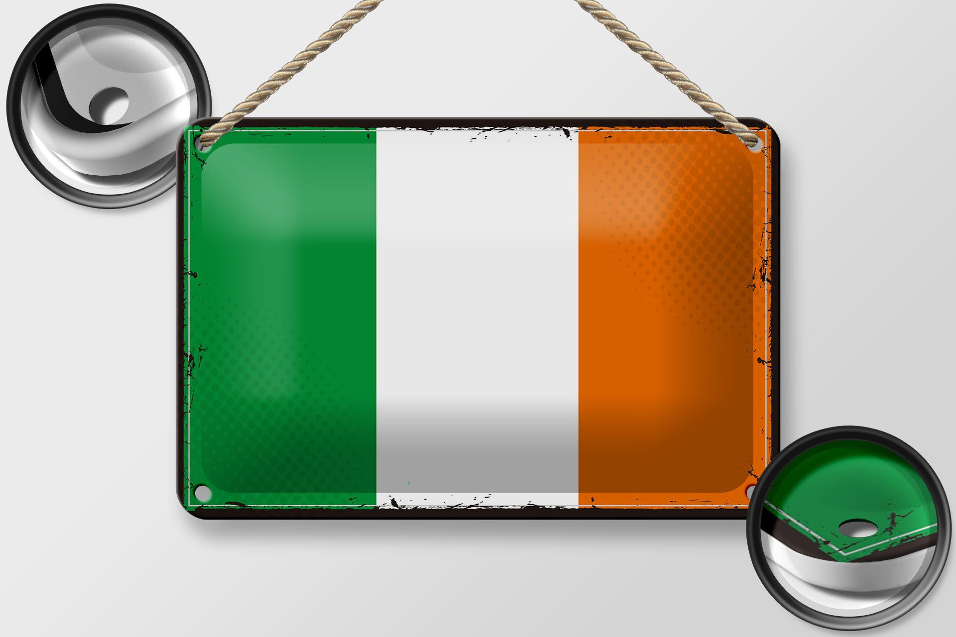 Femer GmbH Metallschild Flagge Irlands 18x12cm Retro Flag of Ireland, (1 St), gewölbte Oberfläche, abgerundete Ecken, umgeschlagene Kanten
