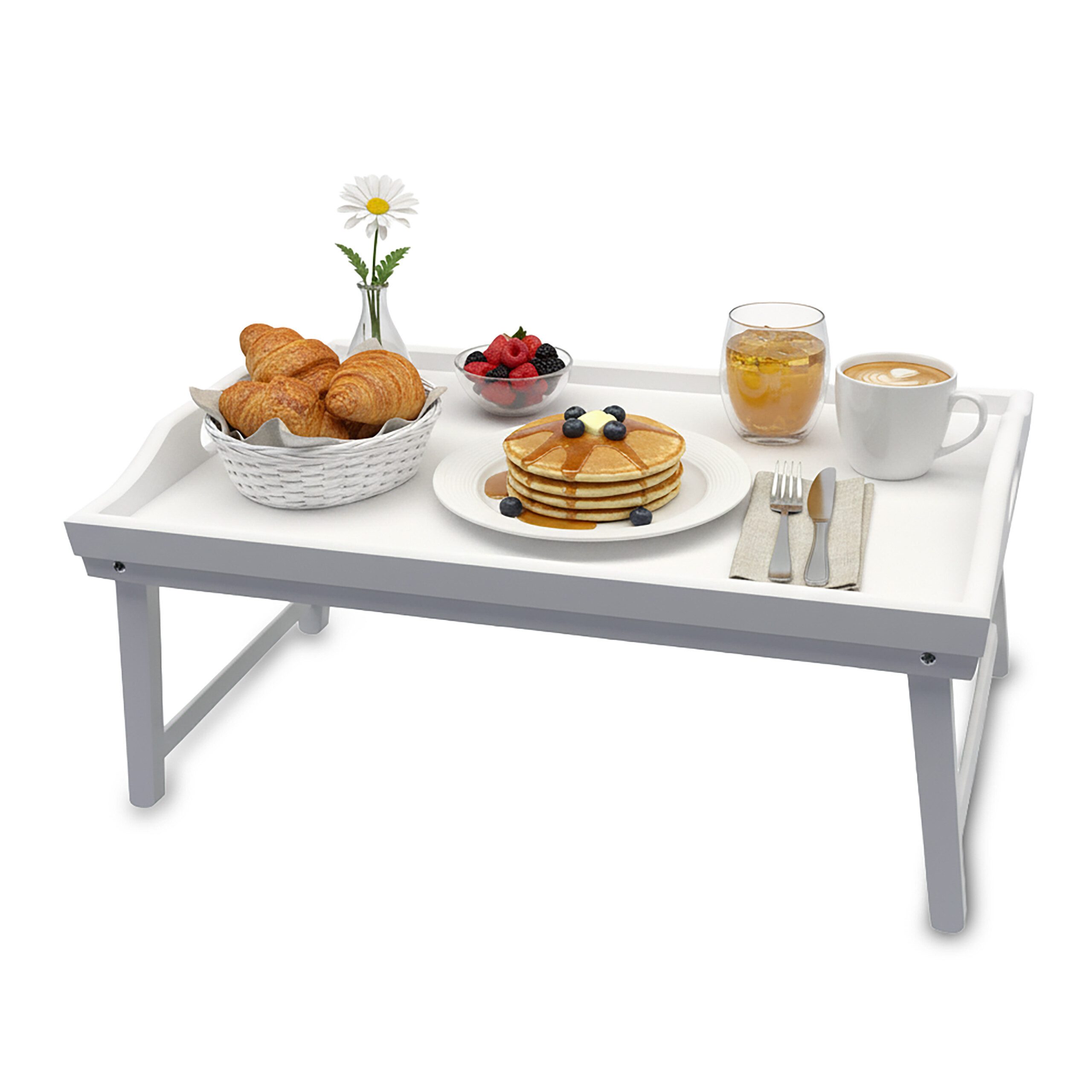 relaxdays Tabletttisch Betttablett aus Bambus, weiß günstig online kaufen