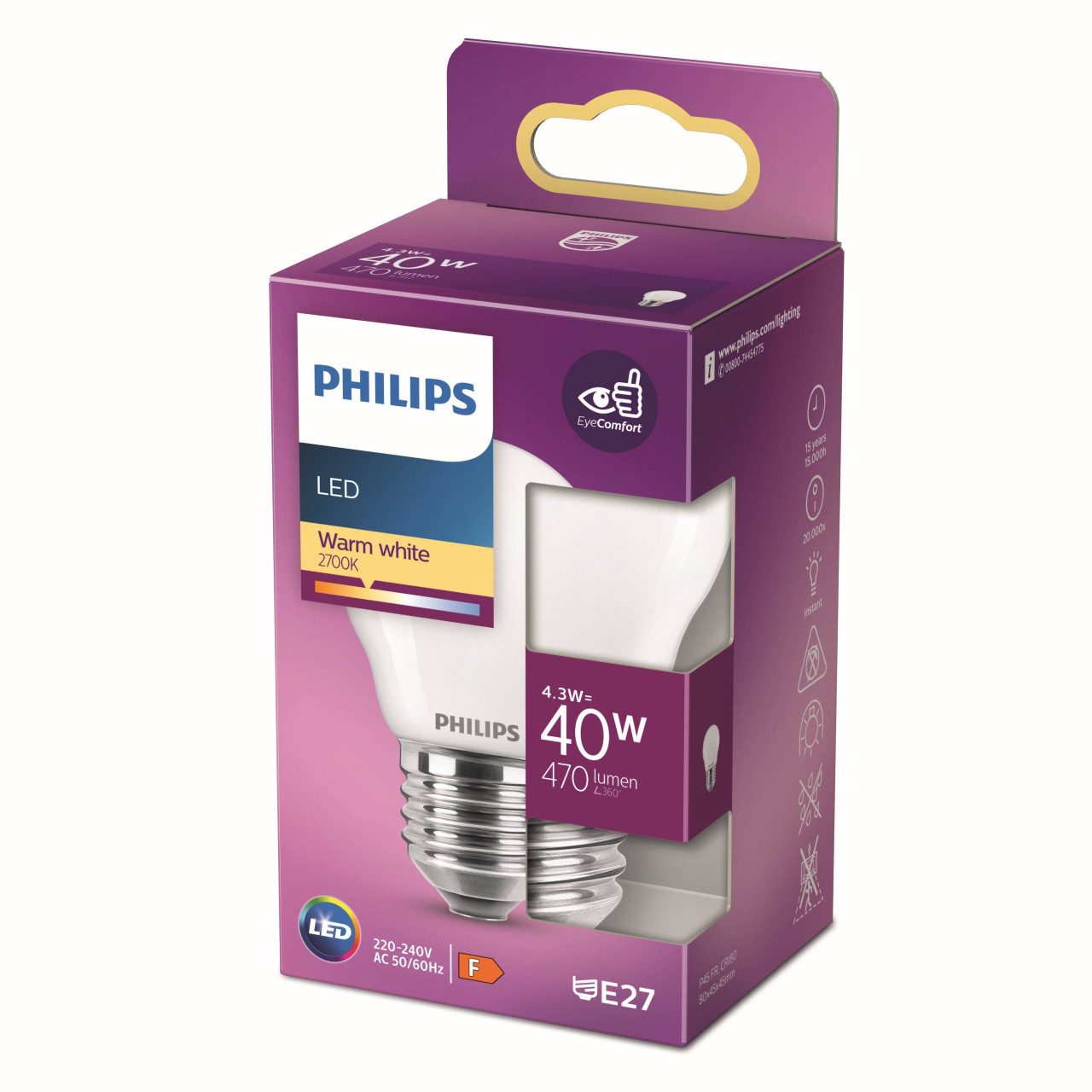 Philips LED-Leuchtmittel Philips LED-Leuchtmittel Filament Tropfenform P45, Nicht dimmbar