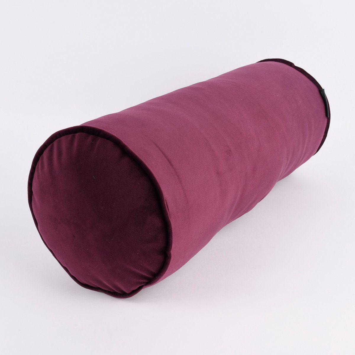 SCHÖNER LEBEN. Dekokissen Nackenrolle aus Samt mit Kederumrandung beere 20x55cm
