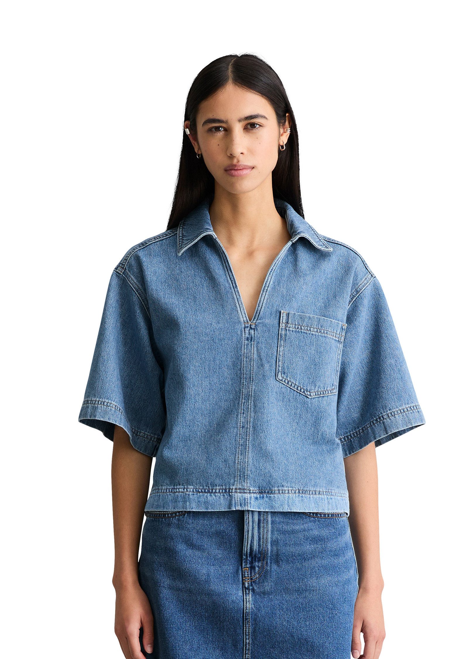 Marc O'Polo DENIM Kurzarmbluse aus reinem Organic Cotton