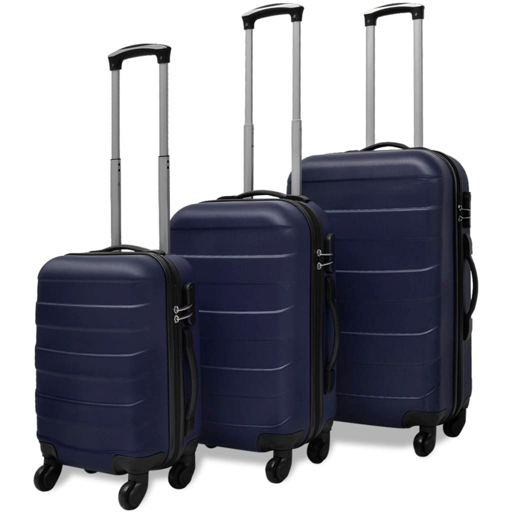 Hartschalen-Trolley 3-tlg. Hartschalenkoffer-Set Blau 45,5/55/66 cm