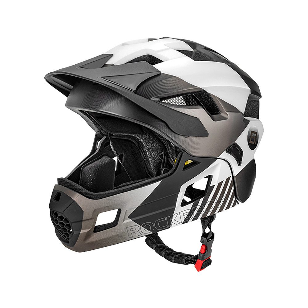 ROCKBROS Kinderfahrradhelm Integralhelm Kinderhelm Mountainbikehelm (Spar-Set, 1-tlg., 48-54 cm leicht), abnehmbarer Kinnbügel, 12 Belüftungen, 406 g