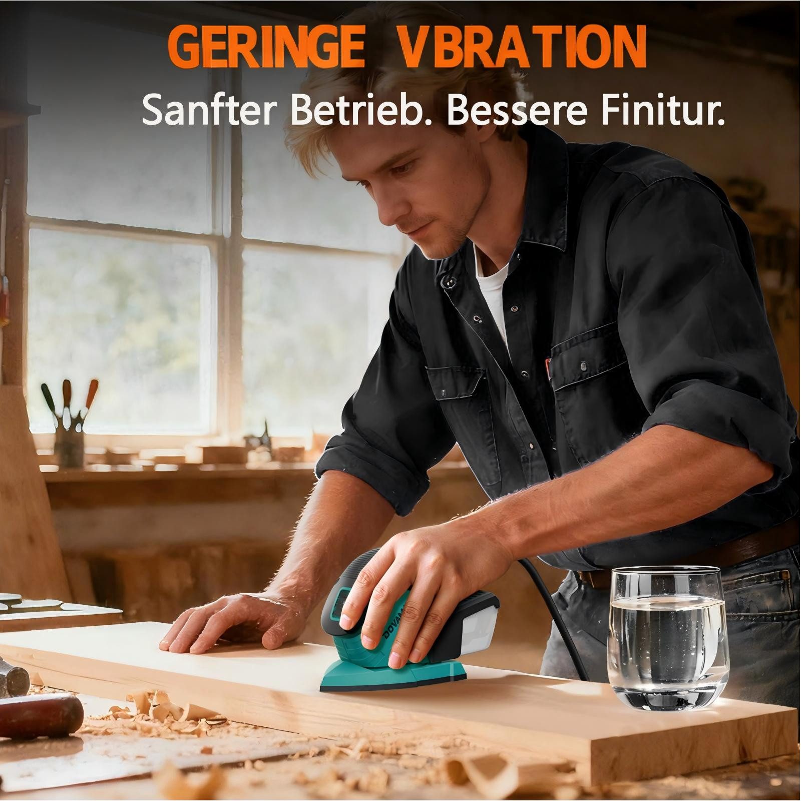 DOVAMAN Deltaschleifer L5 APEX Deltaschleifer, 130 W, 12000 RPM, Staubabsaugung, max. 12000 U/min, kompakt für Holz, Metall & Ecken