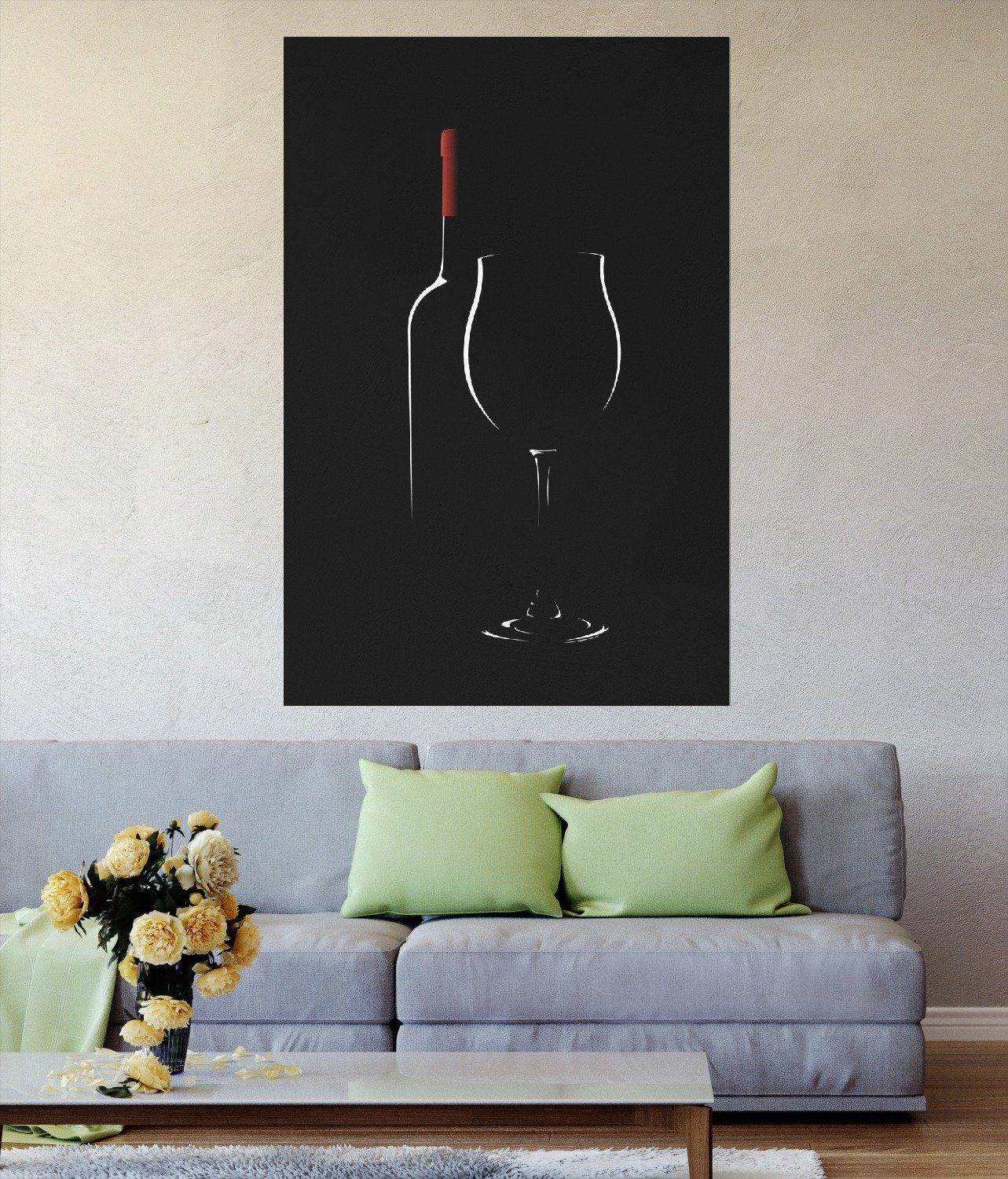 Wallario Poster, Rotwein bei Nacht, in günstig online kaufen