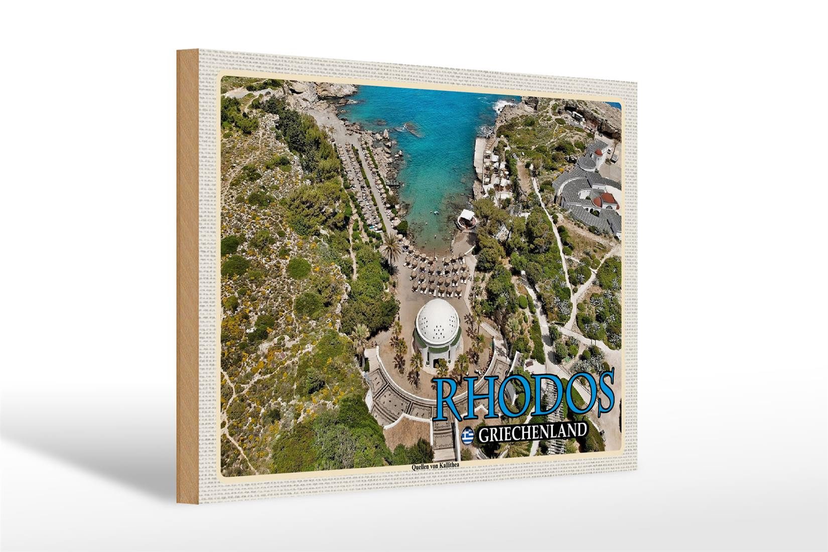Femer GmbH Holzbild Reise 30x20cm Rhodos Griechenland Quellen von Kallithea, (1 St), Glatte Holzfaserplatte (MDF), vorn beschichtet