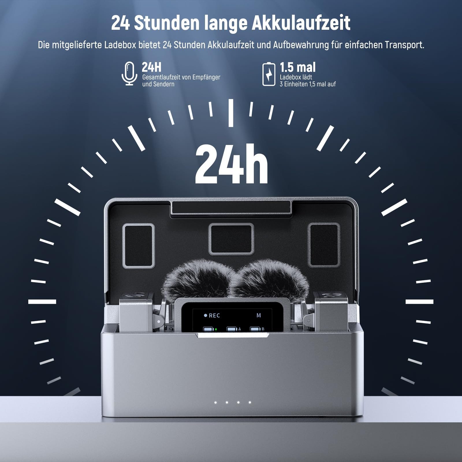 Neewer Streaming-Mikrofon CM31 Kabelloses Lavalier Mikrofon, 24H Batterie, 14H Aufnahme (Packung), 300M Reichweite, mit 8GB Speicher, 48KHz 24Bit, für iPhone/Android/PC