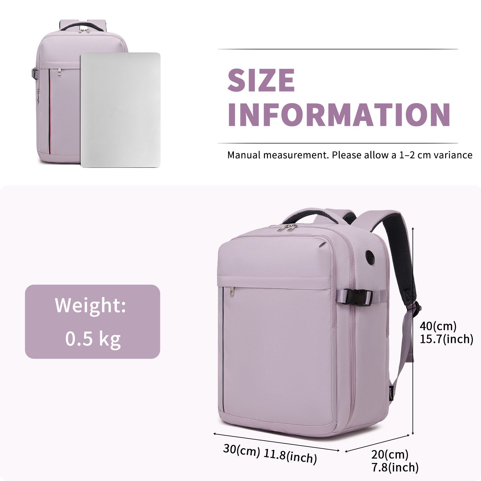 KONO Rucksack Kabinentasche für Ryanair – Handgepäck-Rucksack, 40x30x20 cm, günstig online kaufen