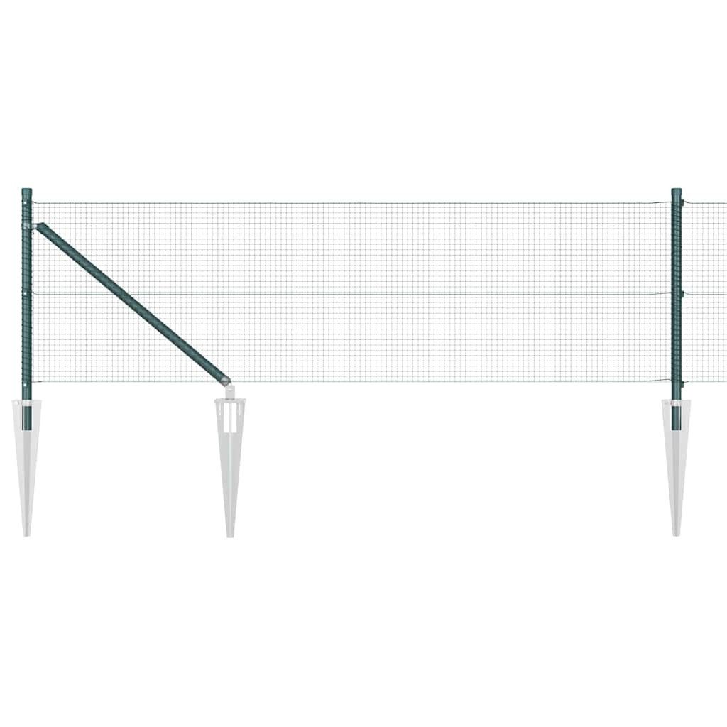 vidaXL Gartenzaun Geschweißter Drahtzaun mit Stacheln 10 x 0,6 m Grün Netz, (1-St)