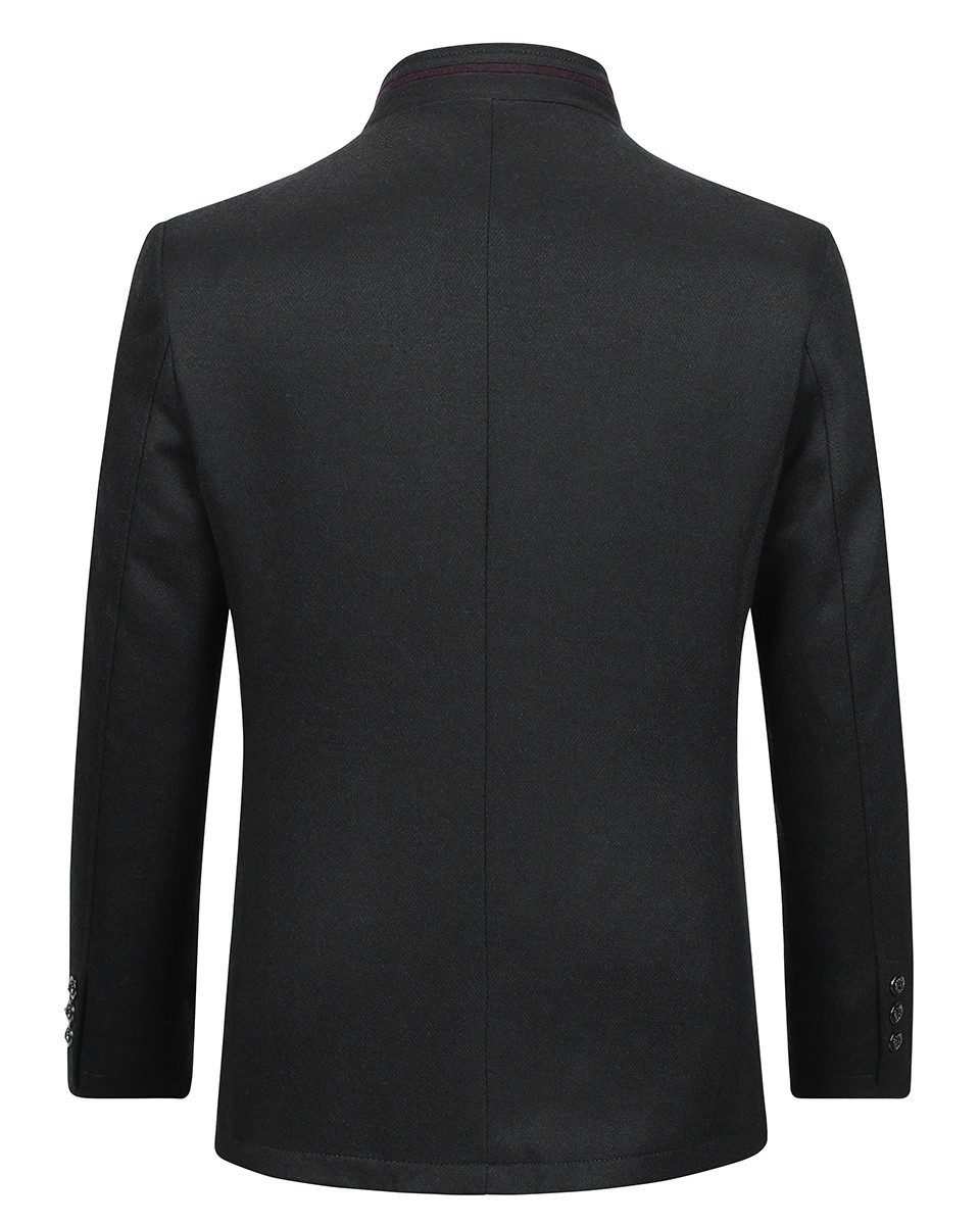 Allthemen Kurzmantel Herren Manteljacke mit Stehkragen Wollmantel Winter Business Jacke