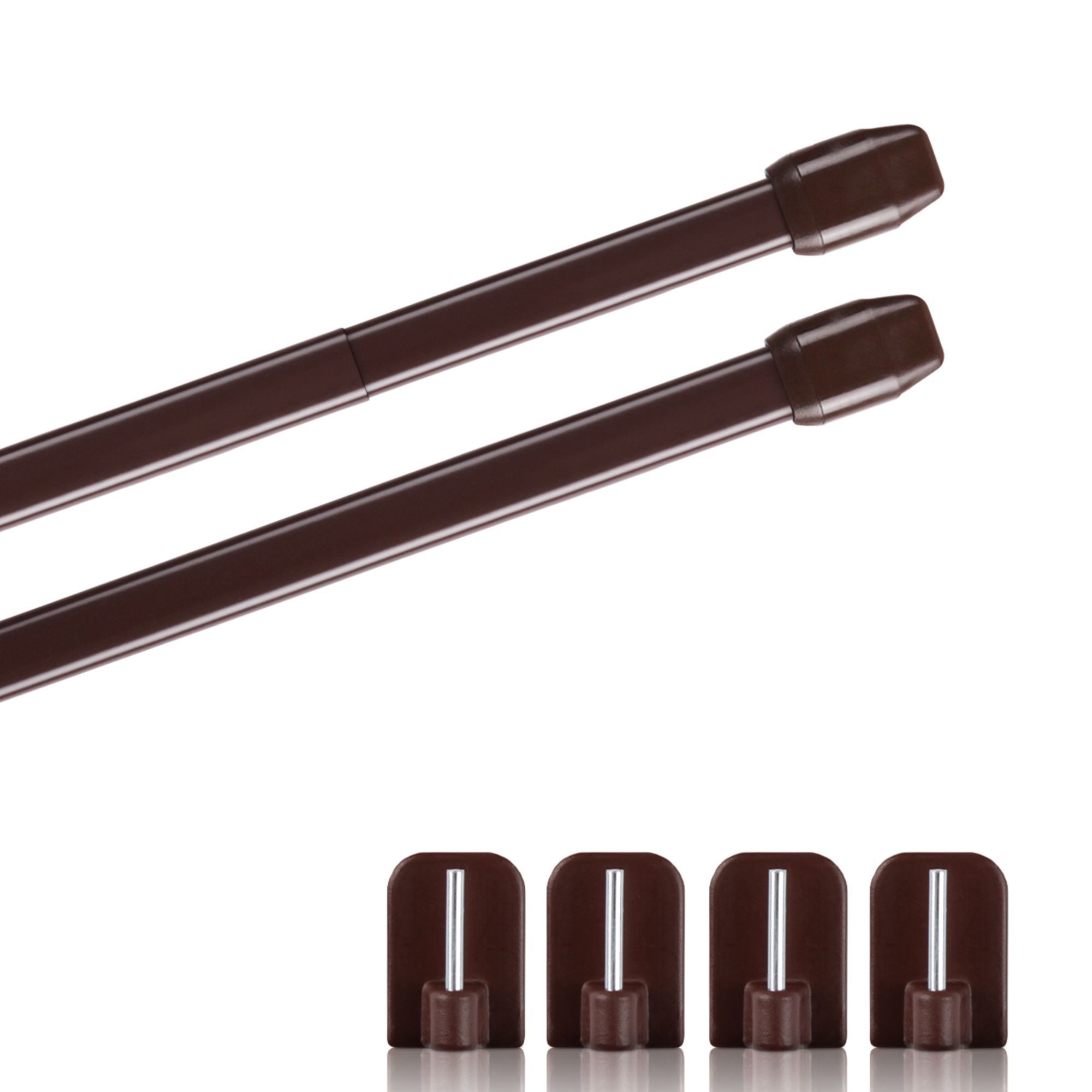 Bestlivings Vitragestange 2er-Pack, Ø 10 mm, 1-läufig, ausziehbar, mit Selbstklebehaken, geklebt, Edelstahl, für Küchen- & Bistrogardinen