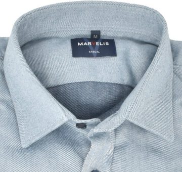 MARVELIS Langarmhemd Freizeithemd - Casual Modern Fit - Langarm - Einfarbig - Hellblau Feinstreifen