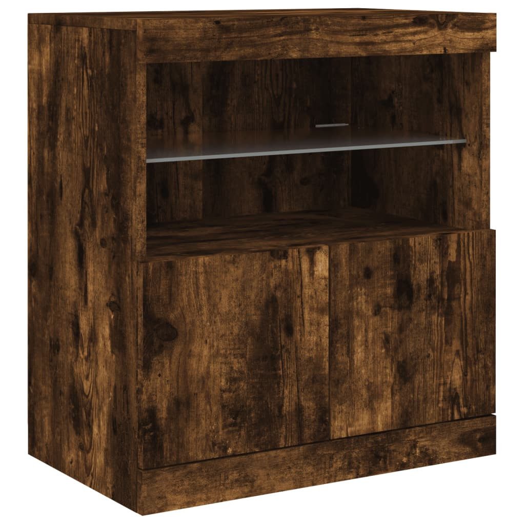 vidaXL Sideboard Sideboard mit LED-Leuchten Räuchereiche 60x37x67 cm (1 St) günstig online kaufen