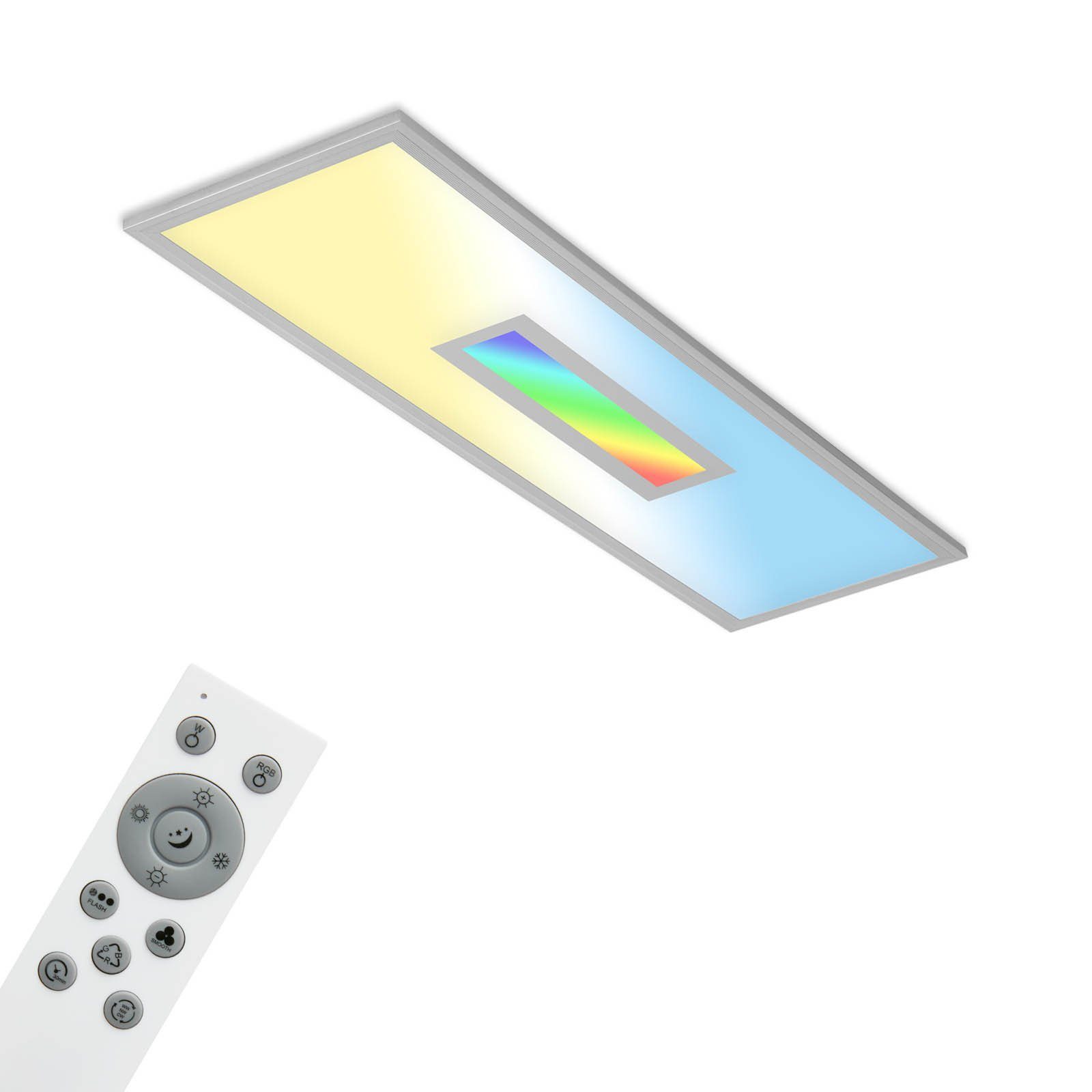 Briloner Leuchten LED Panel 7398-014, Dimmfunktion, LED fest verbaut,  Farbwechsler, Kaltweiß, Neutralweiß, Tageslichtweiß, Warmweiß, Deckenlampe  Smart RGB Beleuchtung 2700K-6500K 3000lm 28W 100x25x6cm