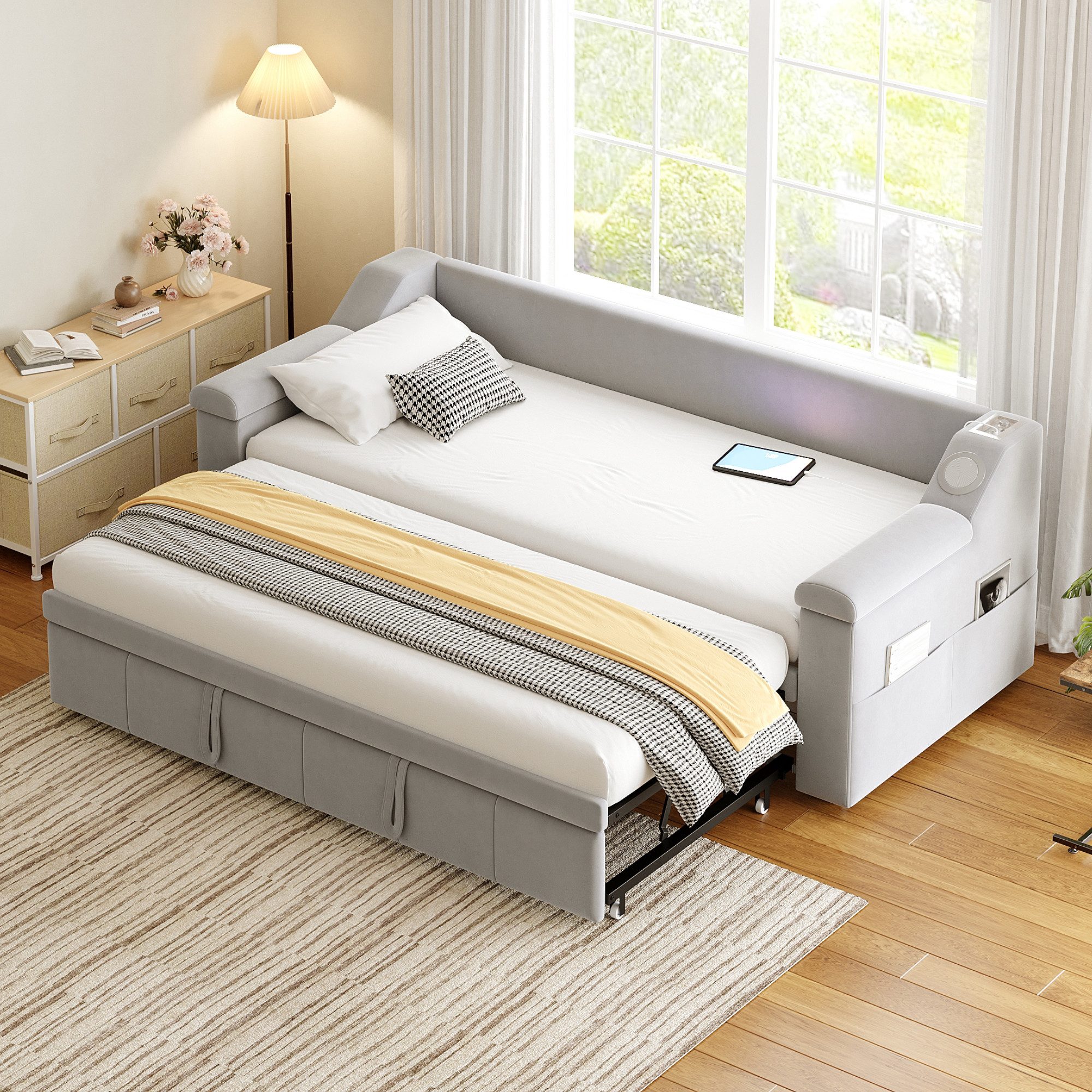 OKWISH Schlafsofa Polsterbett Funktionsbett, Bluetooth-Stereo & günstig online kaufen