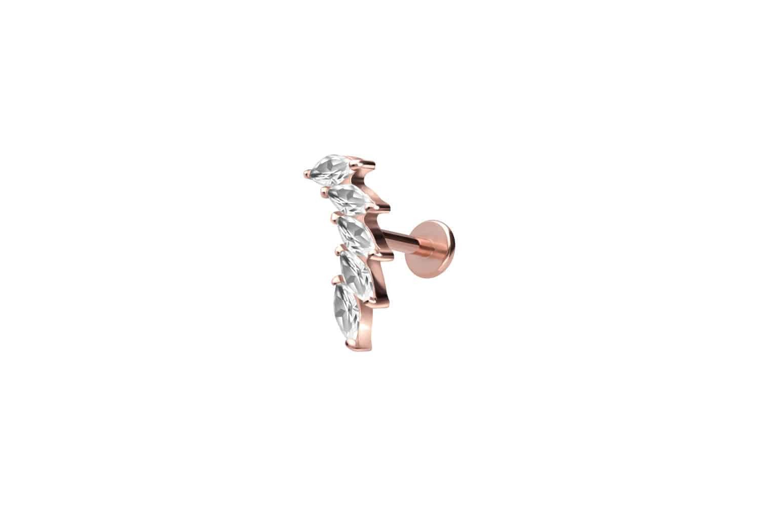 PIERCINGLINE Piercing-Set Titan Labret mit Innengewinde 5 EINGEFASSTE KRISTALLTROPFEN (Labrets, 1-tlg)