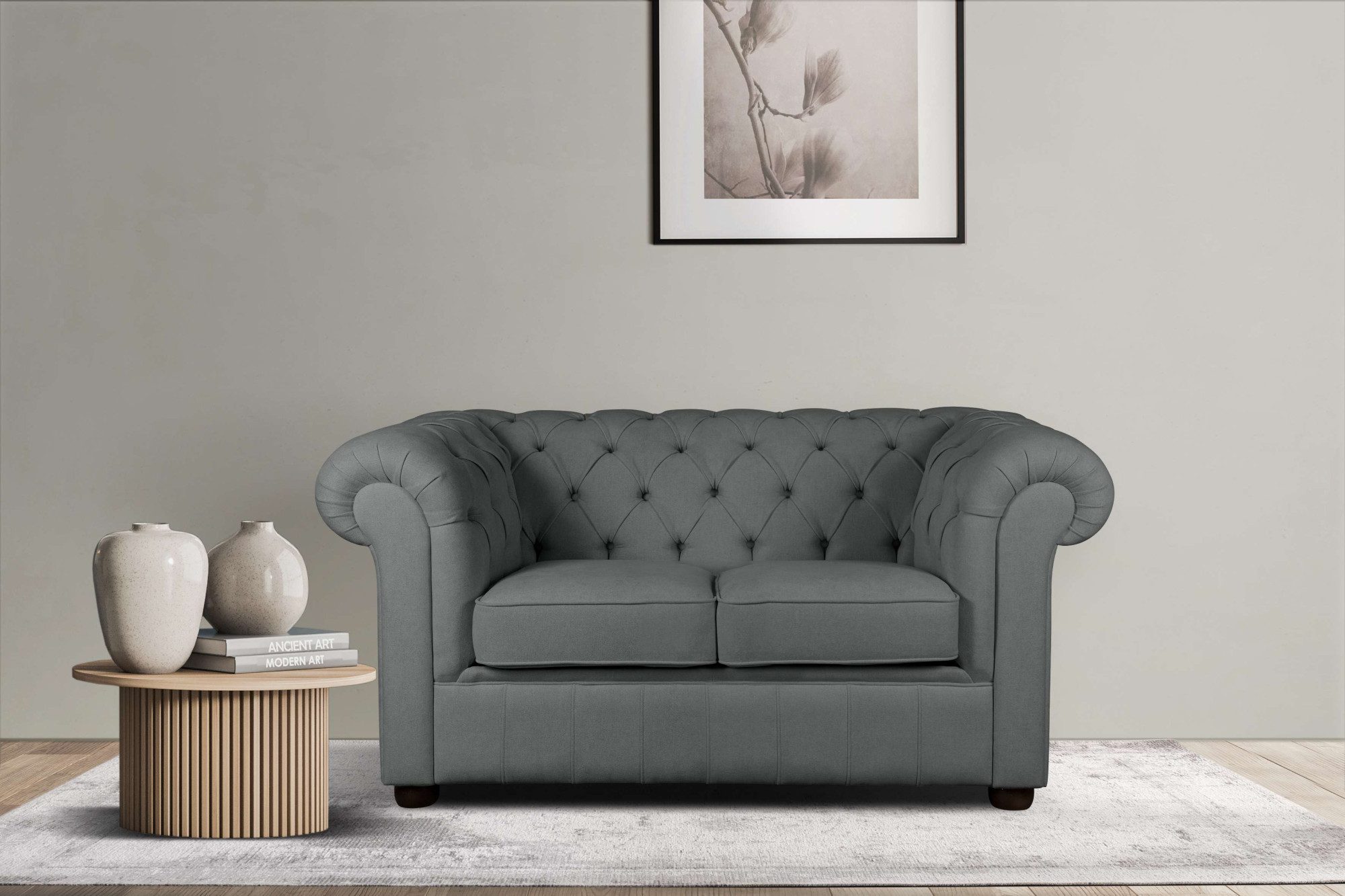Home affaire 2-Sitzer CHARENTE, Chesterfield-Sofa, Wellenfederung, Maße: B/T/H: 147/89/74 cm, mit edler Knopfheftung und typischen Armlehnen