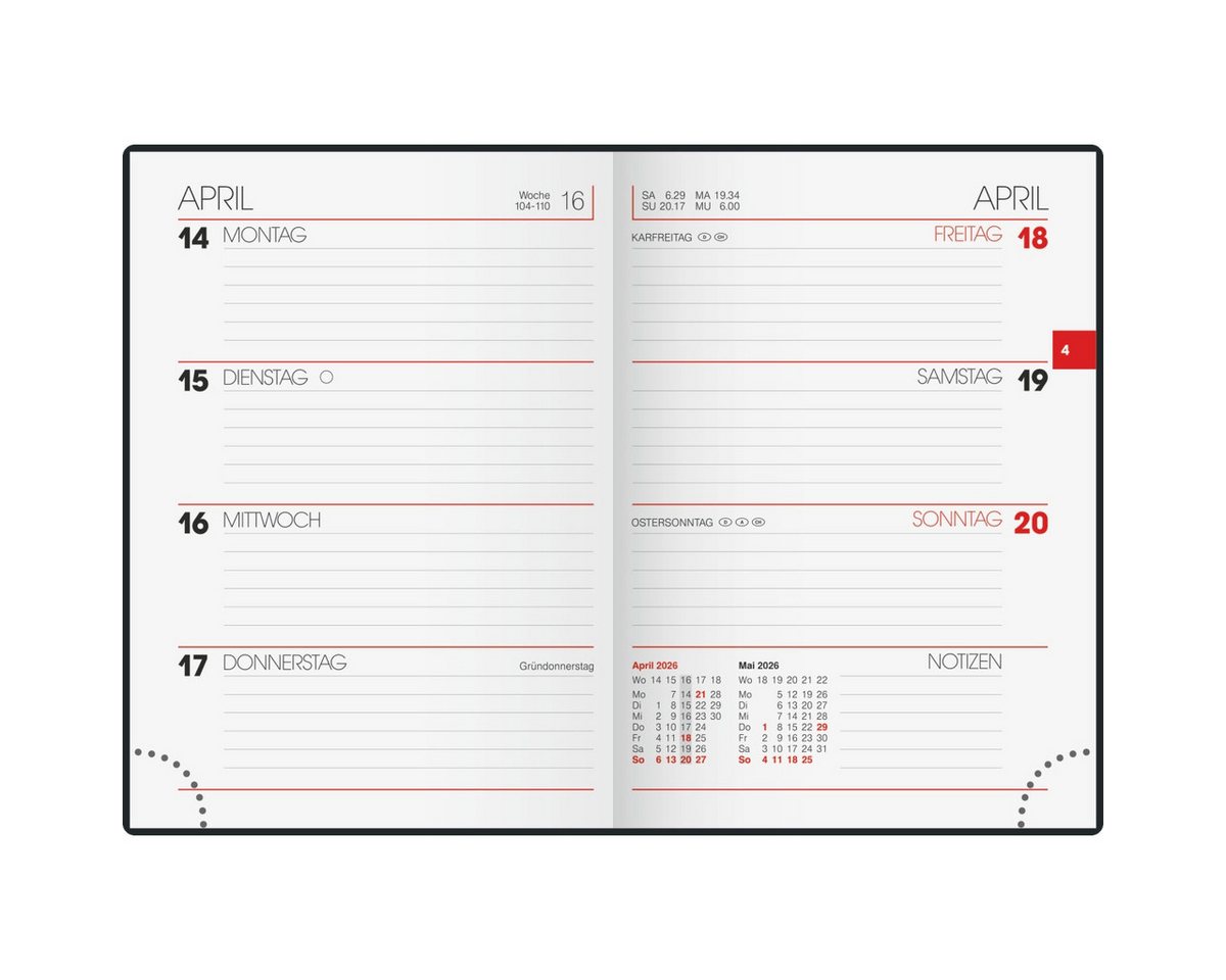 Thumbnail - BRUNNEN Taschenkalender Taschenkalender 731 10x14cm 1 Woche/2 Seiten Kunststoff schwarz 2026