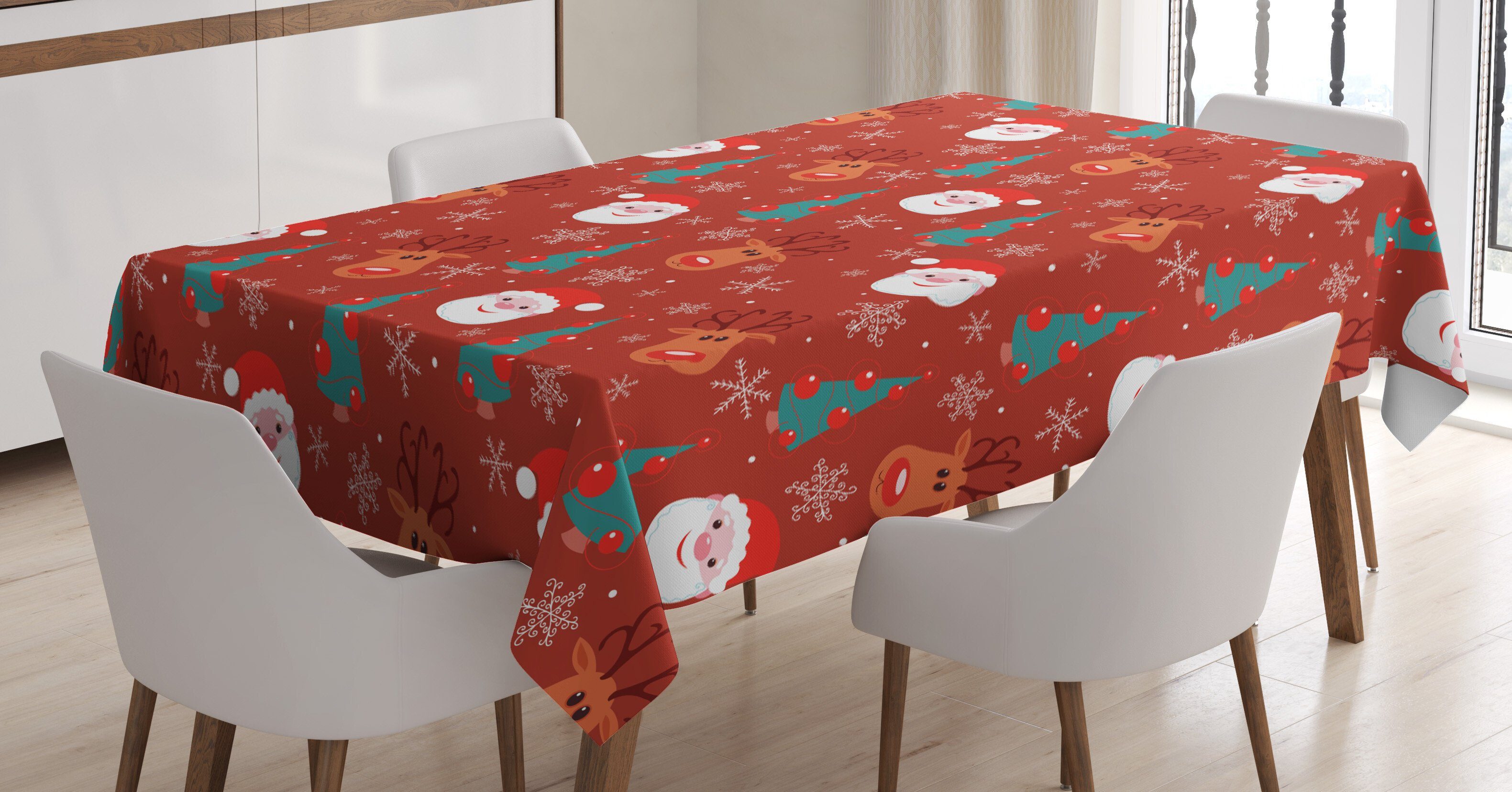 Abakuhaus Tischdecke Farbfest Waschbar Außen geeignet Xmas Für Farben, rot den Klare Cartoon Bereich Weihnachts Merry