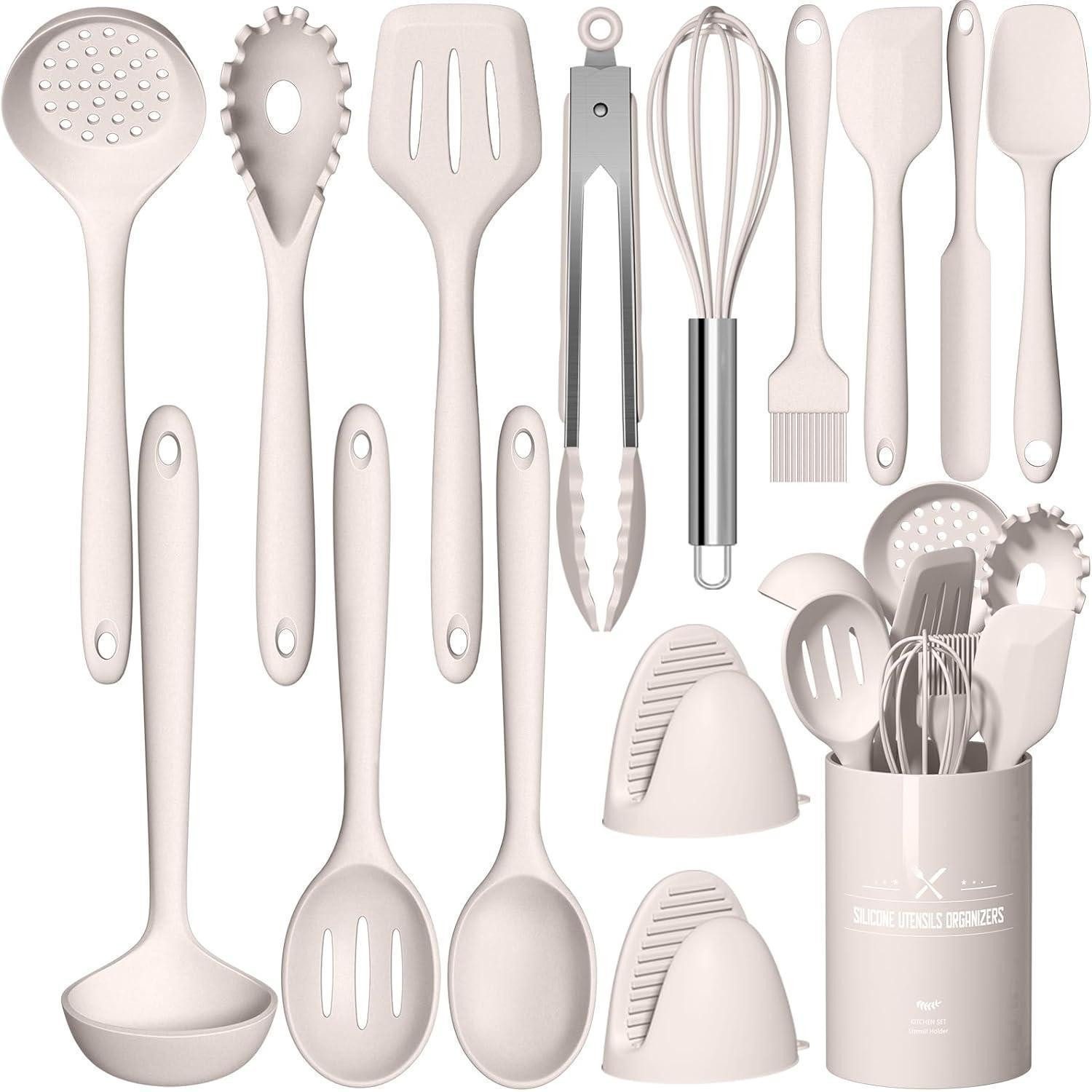 LuxusKollektion Kochbesteck-Set Küchenhelfer Set 15-teilig Silikon Kochutensilien Hitzebeständig